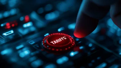 Finger Pressing A Glowing Red Tariffs Button