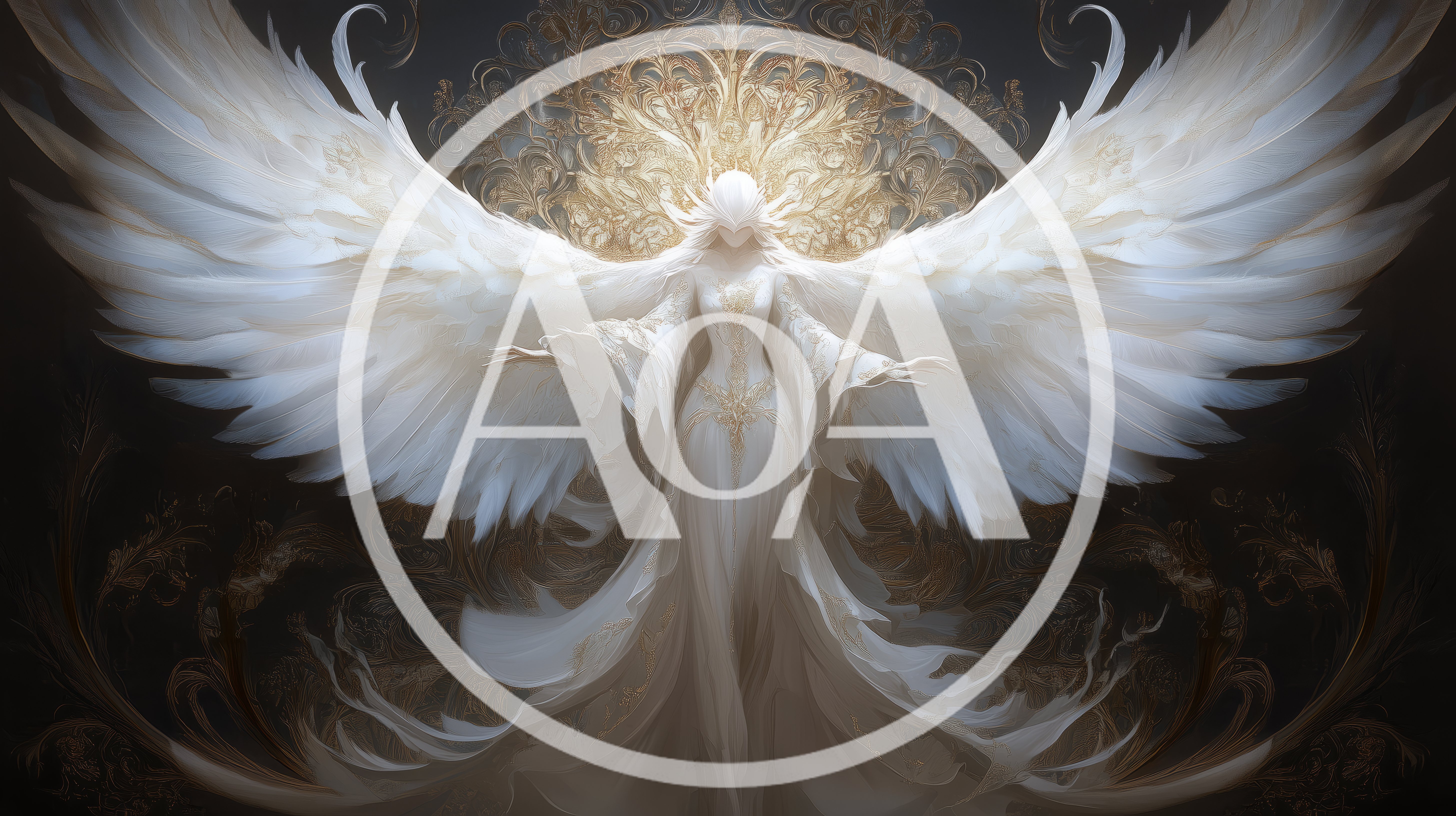 Ethereal Angelic Figure With Large White Wings