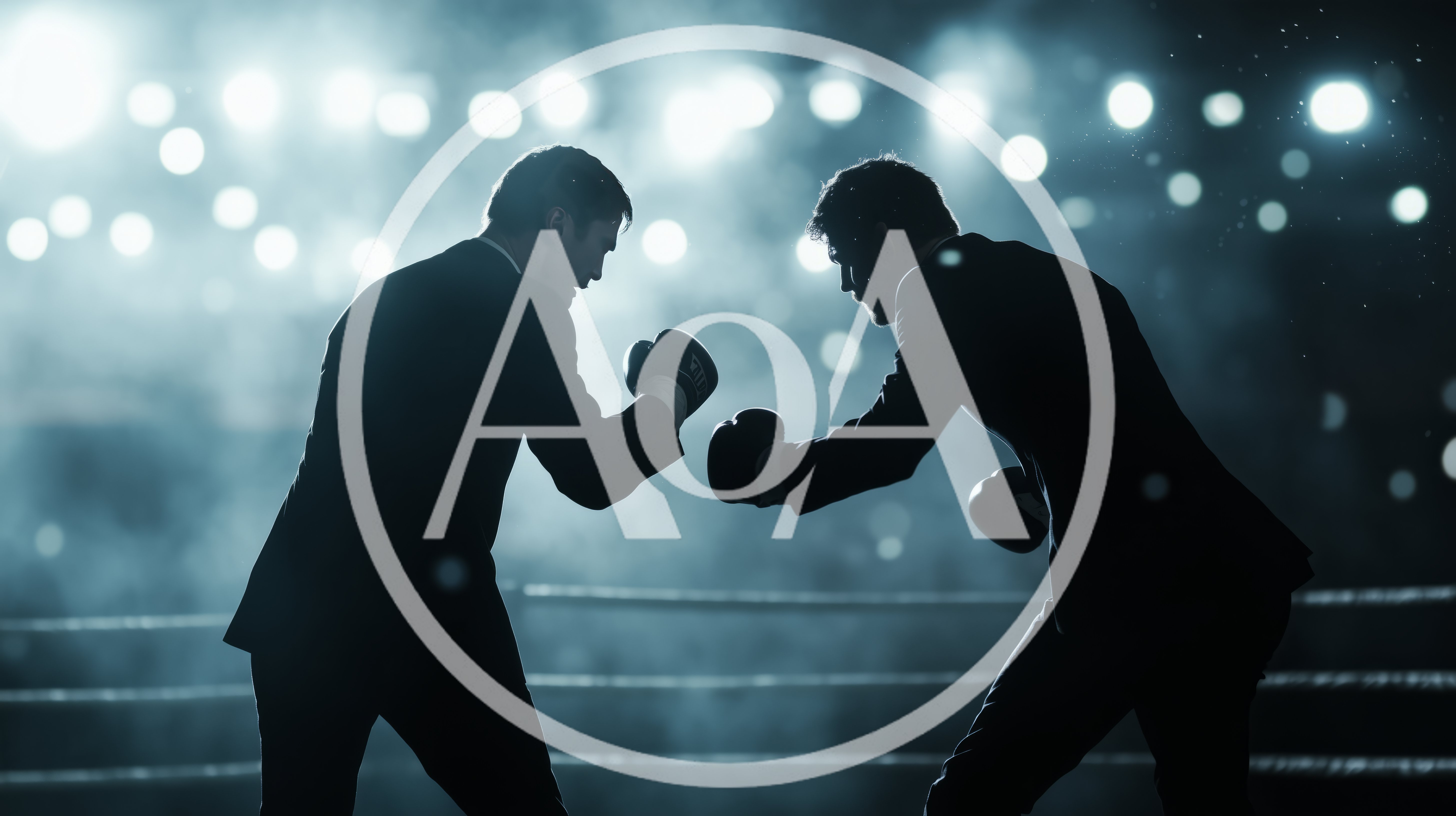 Two Businessmen Boxing In A Professional Ring