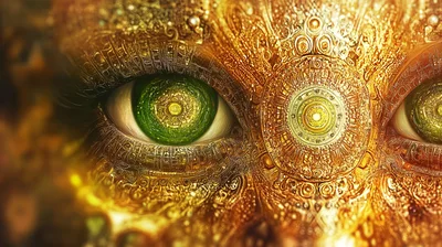 Close Up Of Intricate Golden Human Eye