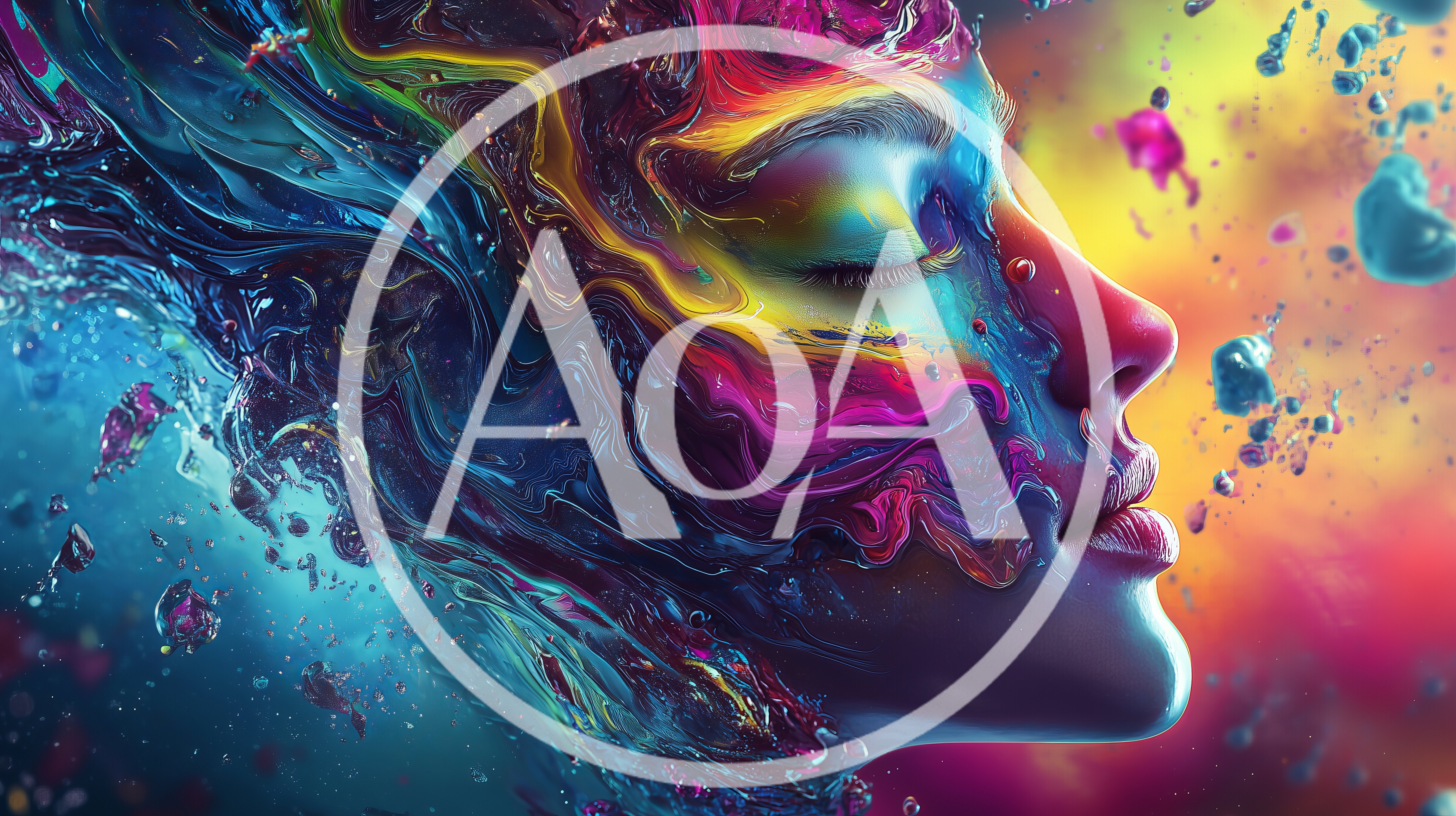 Abstract Portrait Of A Woman With Colorful Liquid Paint