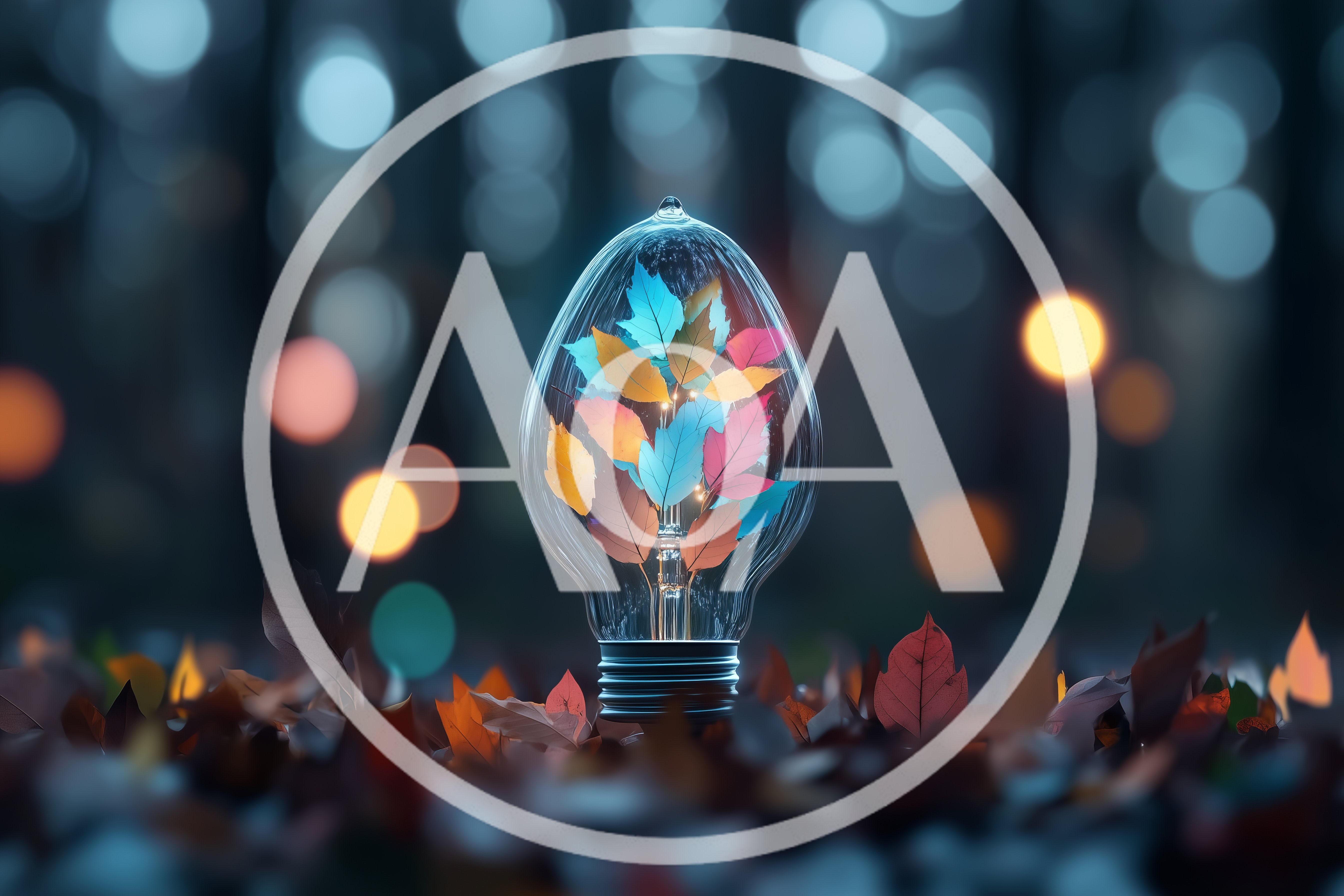 Light Bulb Filled With Colorful Autumn Leaves