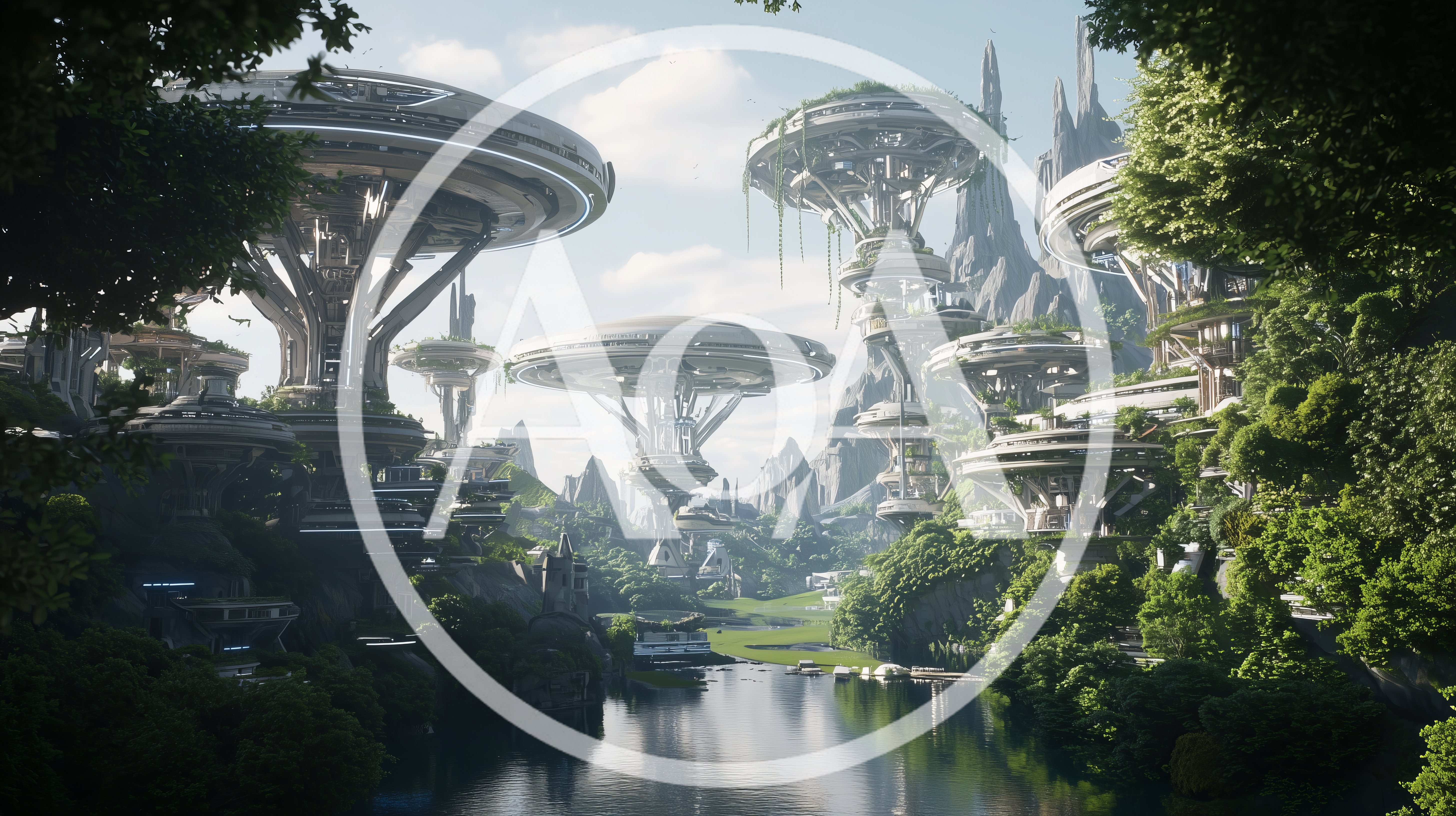 Futuristic Sci-Fi City With Elevated Disc Structures