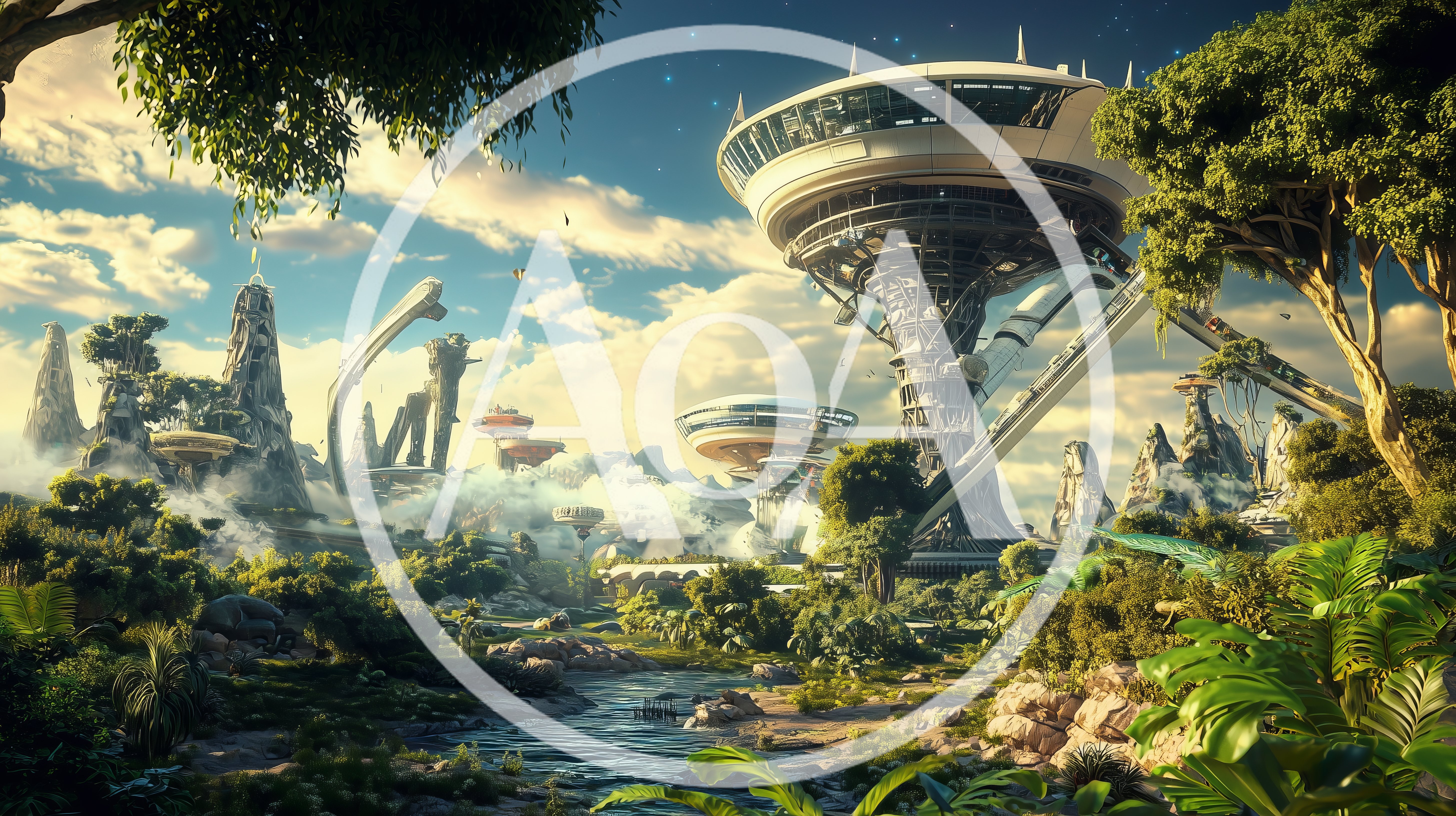 Futuristic Sci-Fi Cityscape With Advanced Architecture And Lush Nature