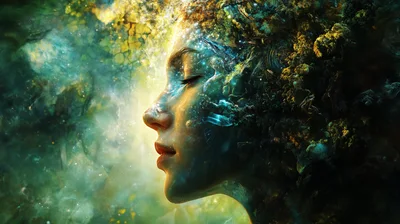 Surreal Portrait Of A Woman Merging With Nature