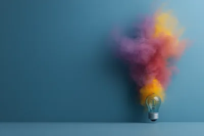 Light Bulb With Colorful Smoke Explosion