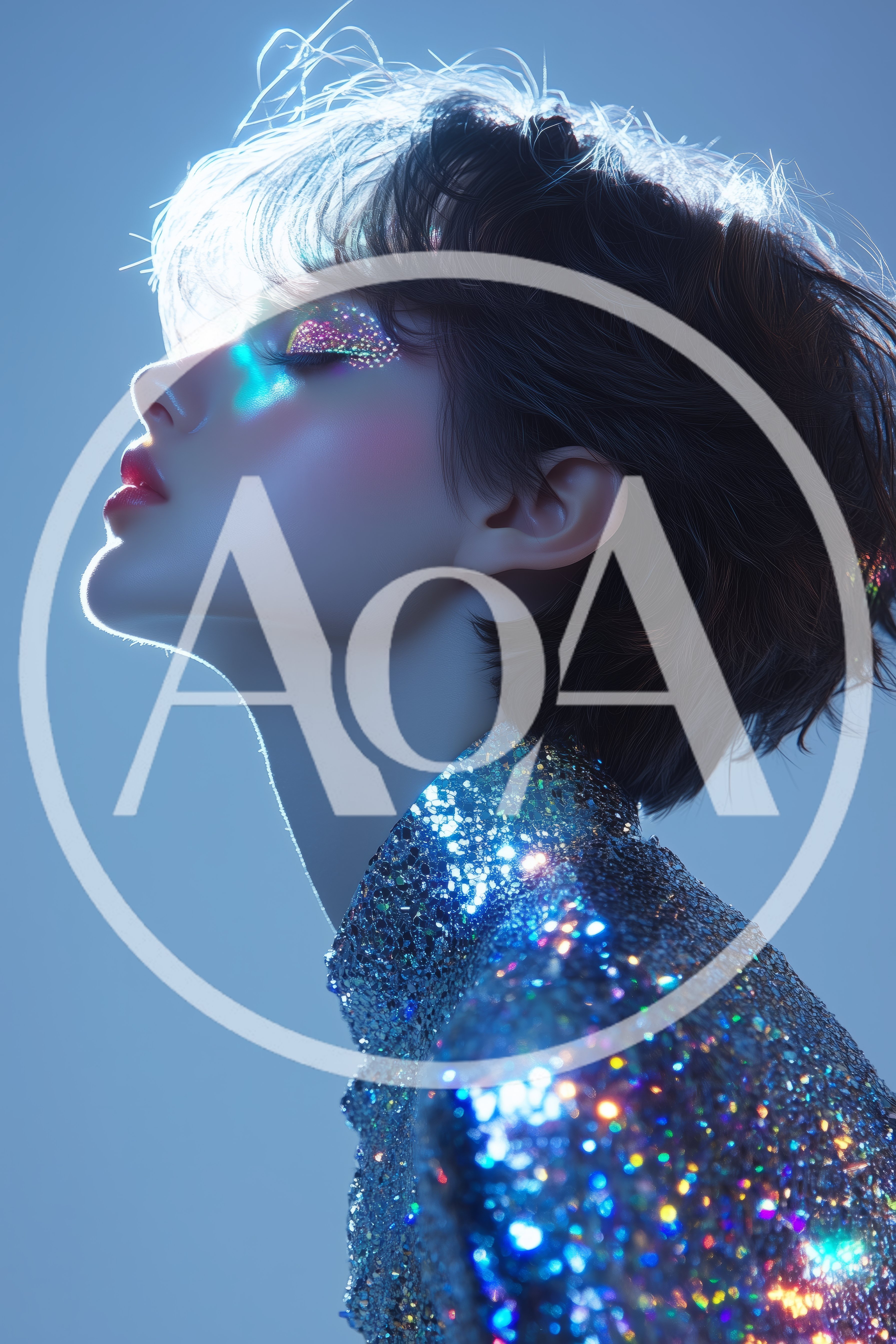 Portrait Of A Woman With Glittering Makeup And Sequined Top