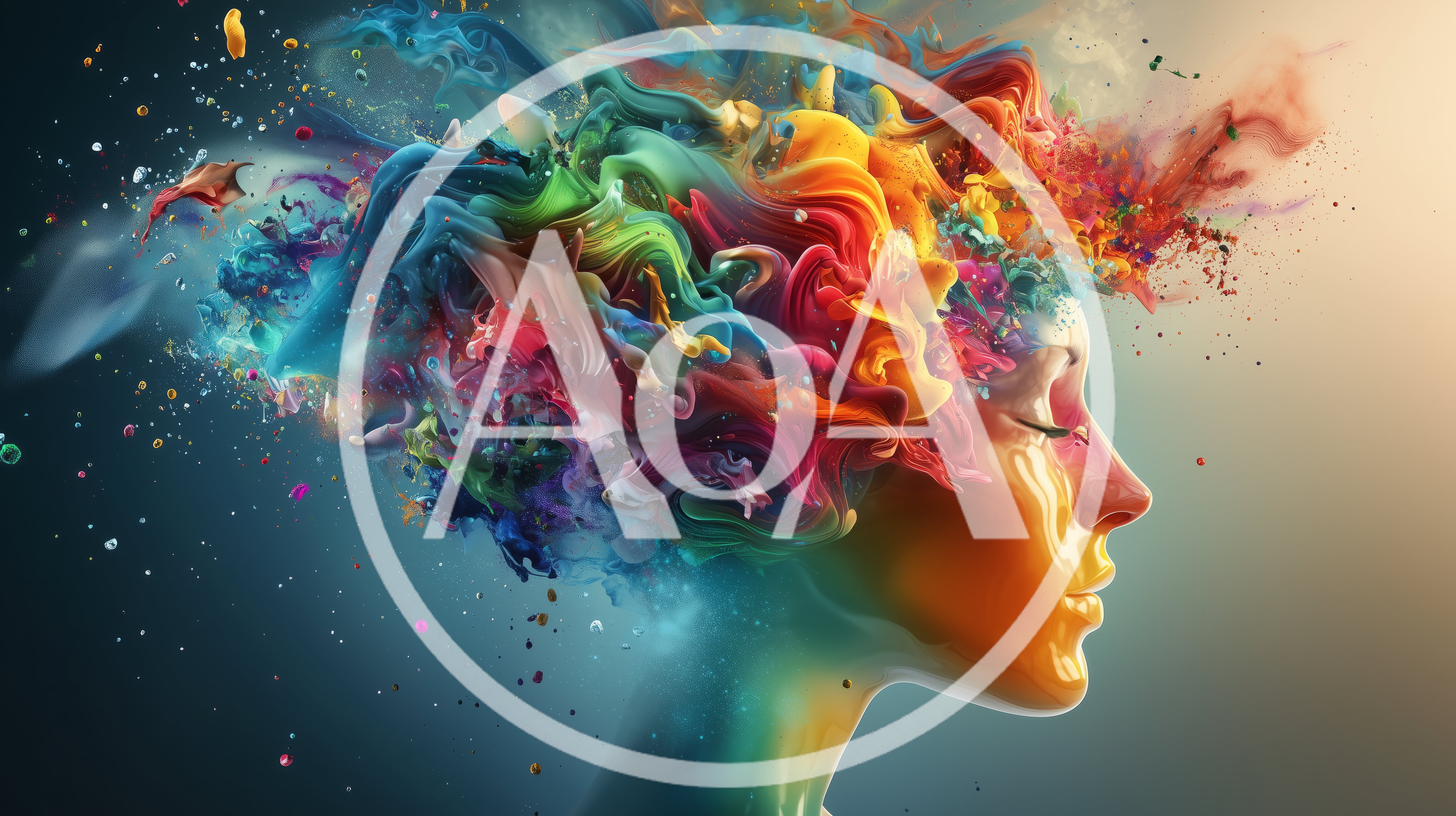 Abstract Human Profile With Exploding Colorful Paint Clouds