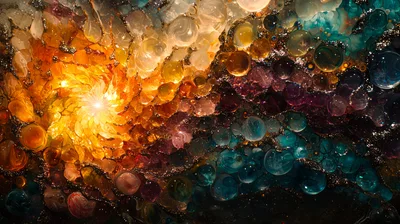 Abstract Swirling Galaxy Of Glowing Colorful Spheres