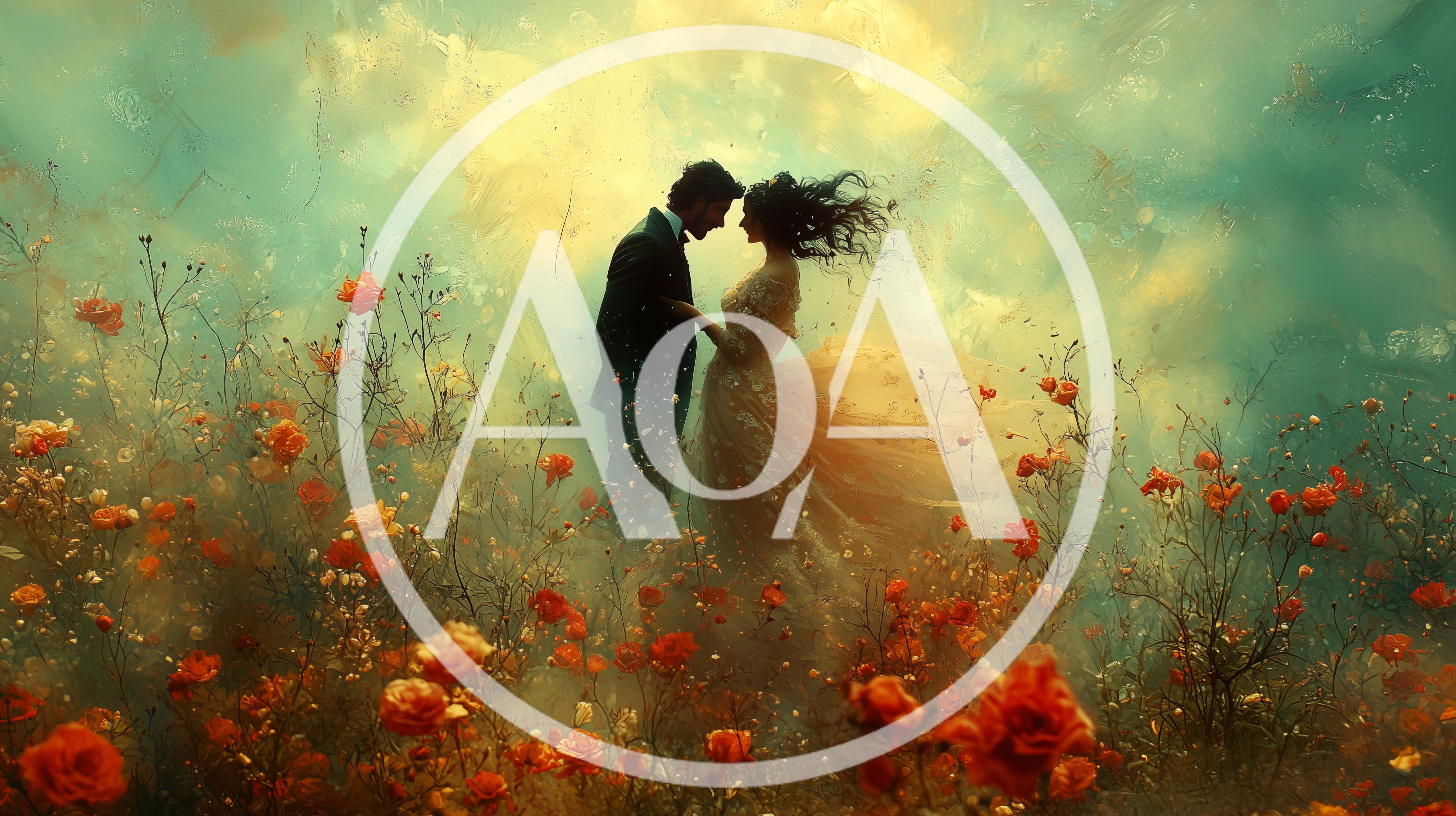 Romantic Couple In A Dreamy Floral Meadow