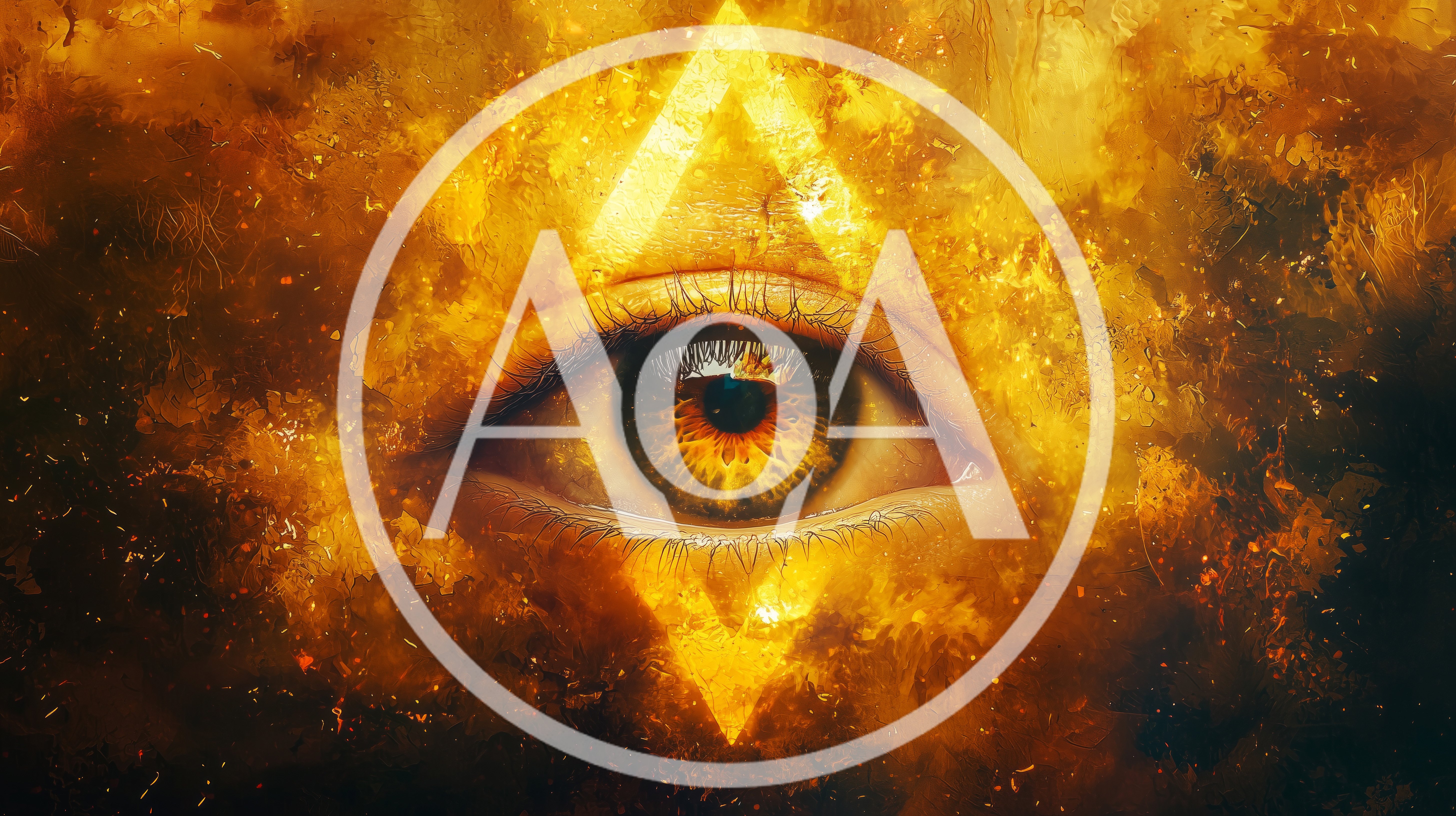 All Seeing Eye Symbol Within Golden Fire
