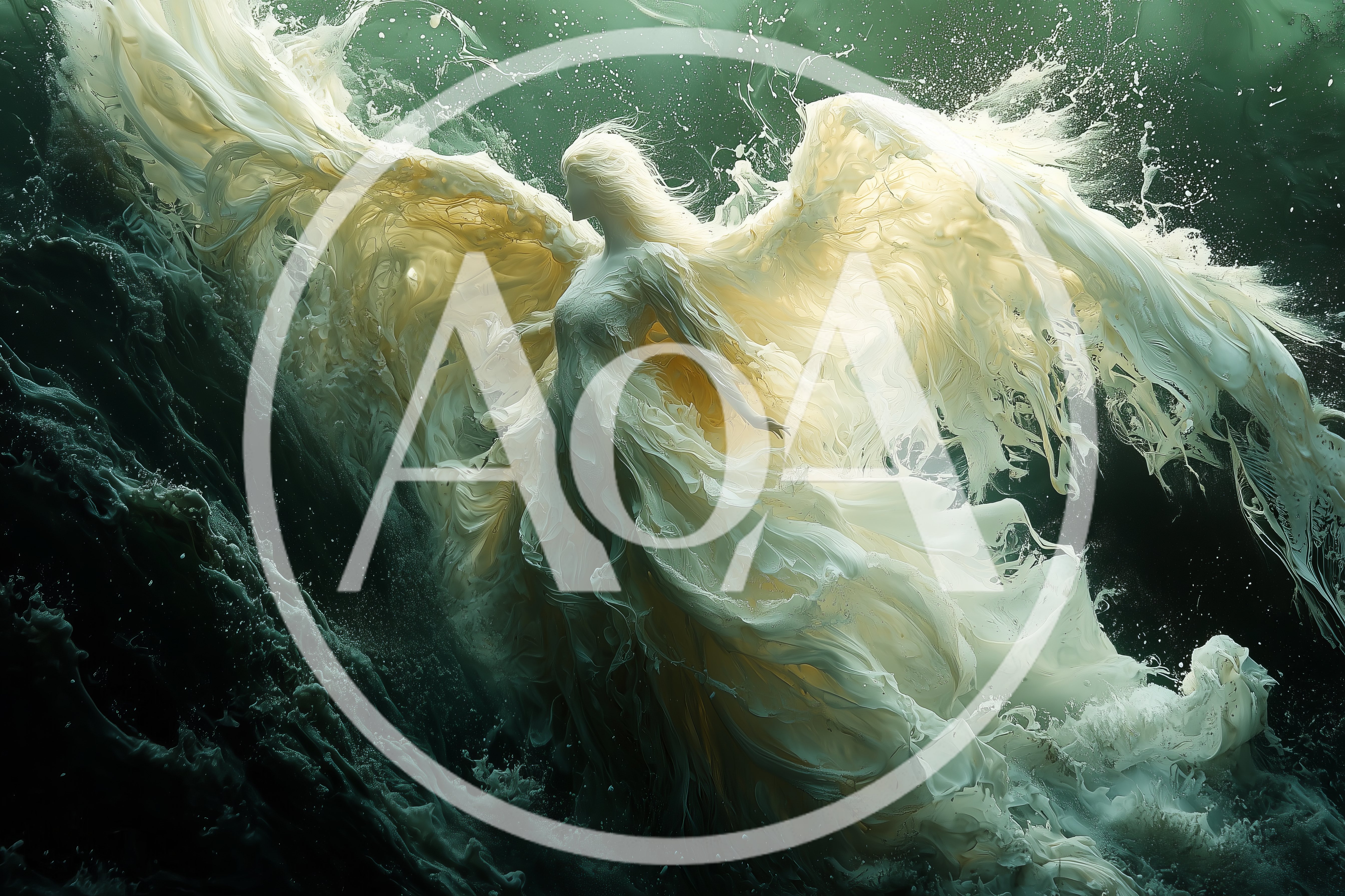Ethereal Angel Figure Floating In Dark Water