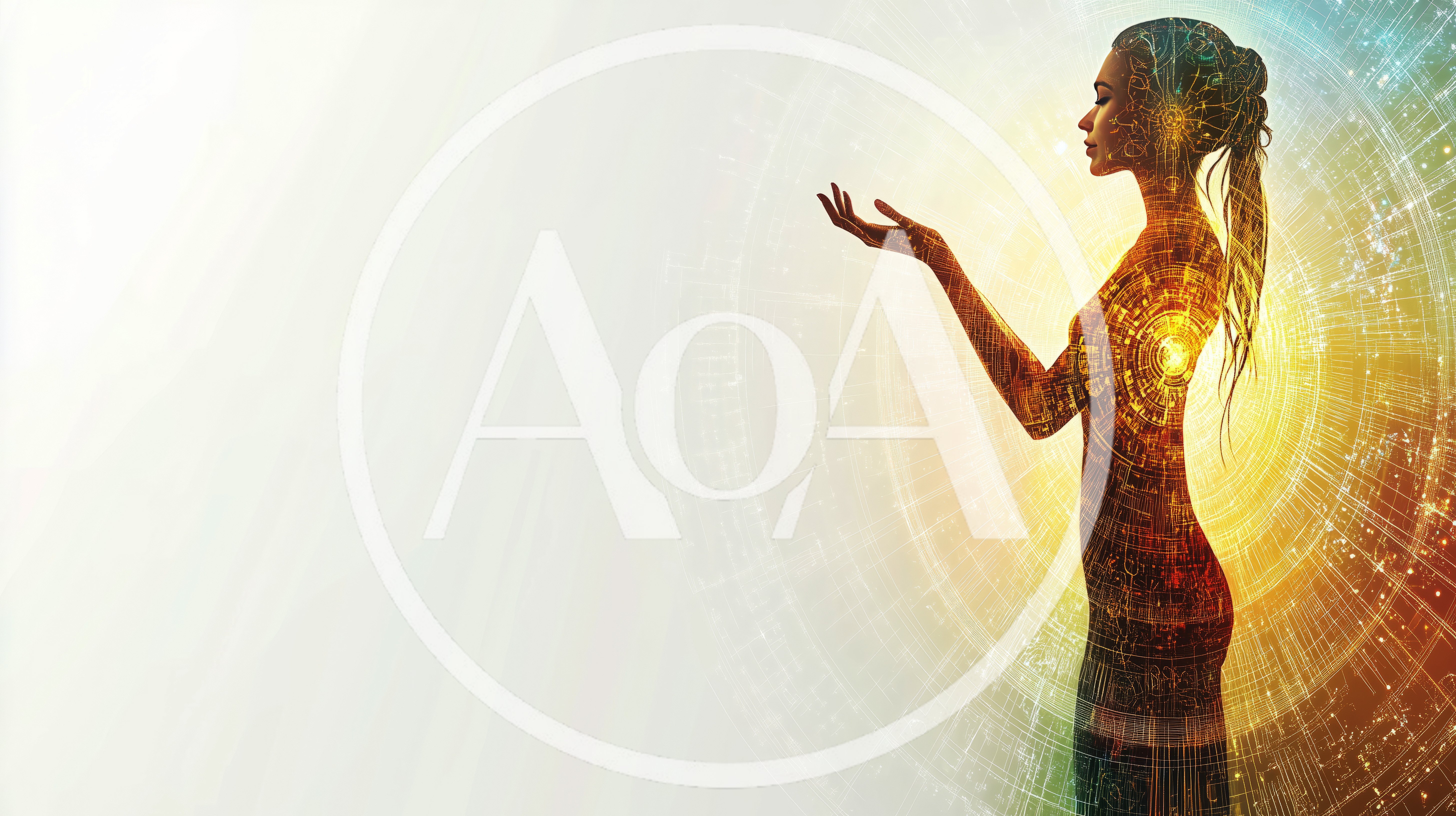 Digital Silhouette Of A Woman With Abstract Technology Patterns