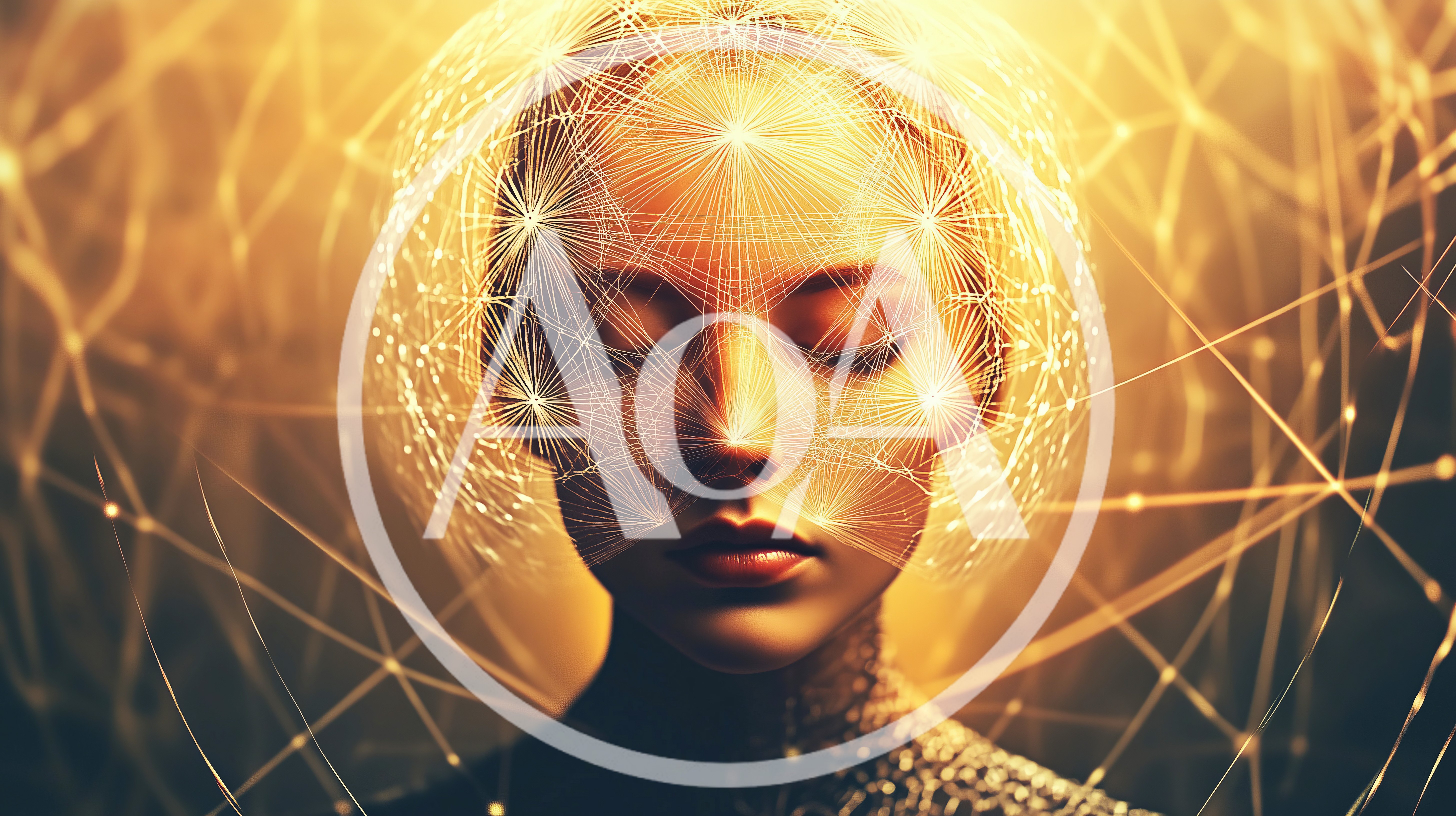 Digital Human Face With Glowing Neural Network Overlay