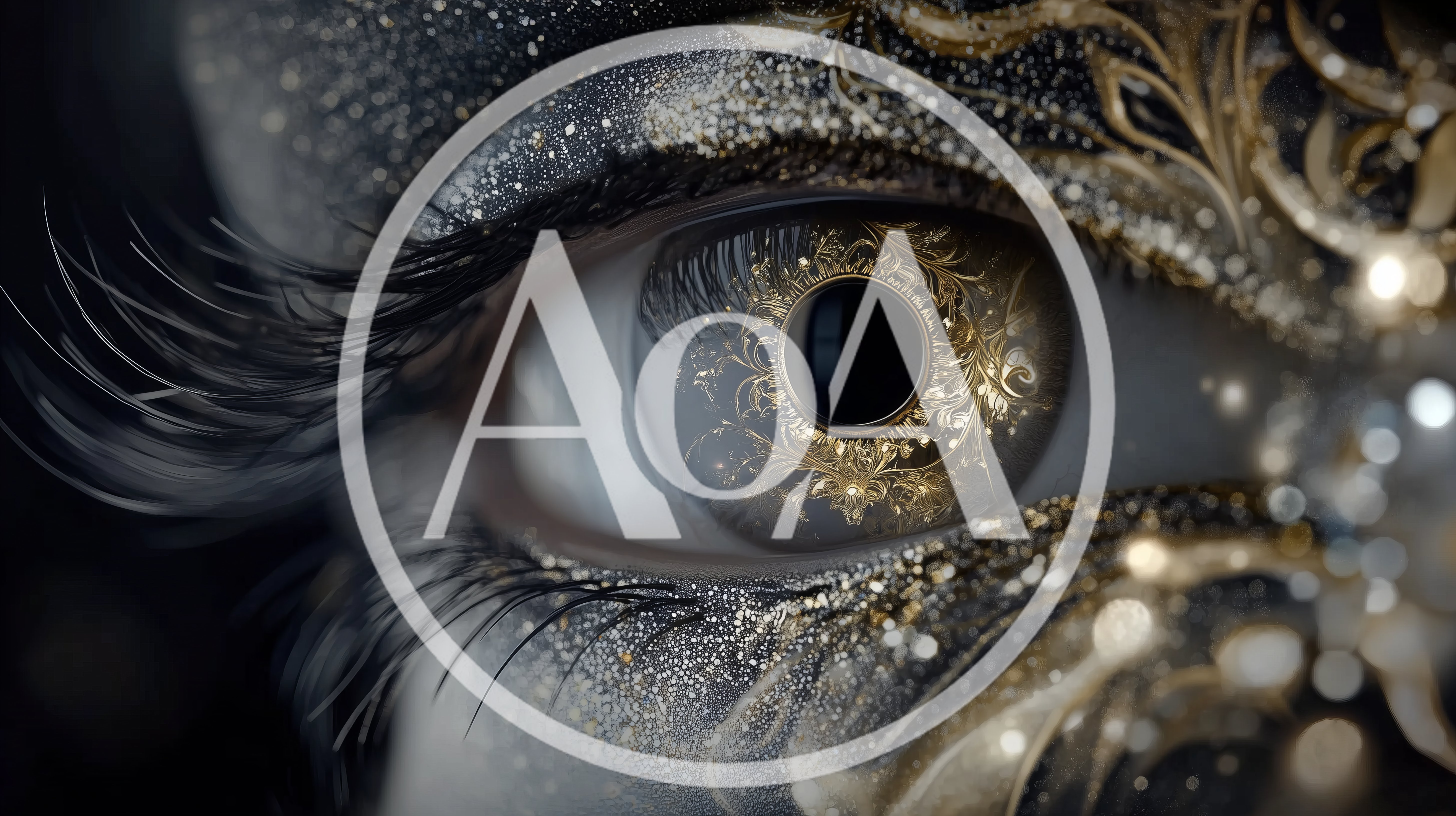Close Up Of A Human Eye With Ornate Gold Makeup