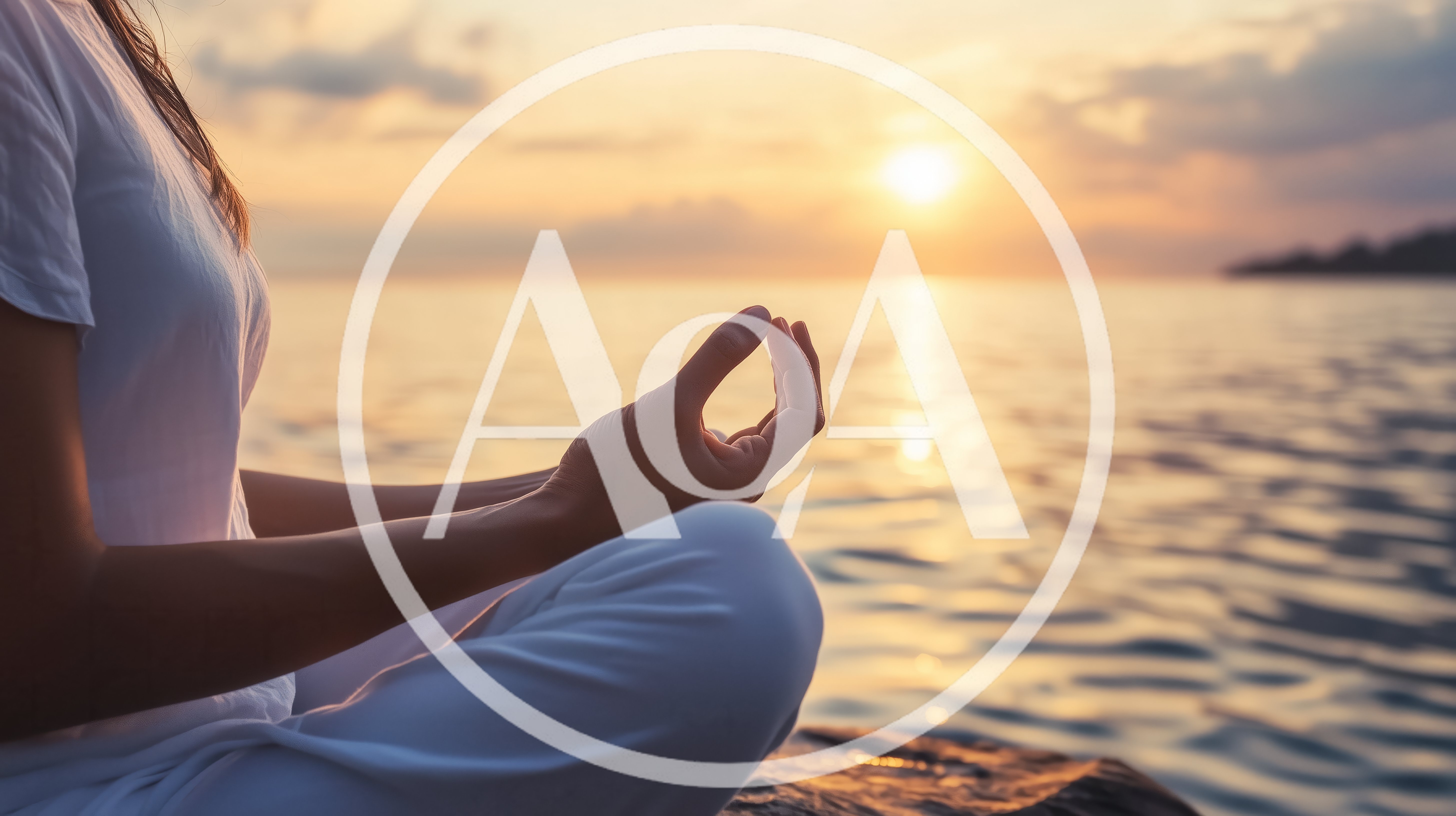 Woman Meditating In Lotus Position At Sunset
