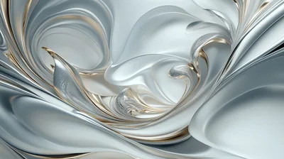 Abstract Liquid Silver And Gold Flowing Waves