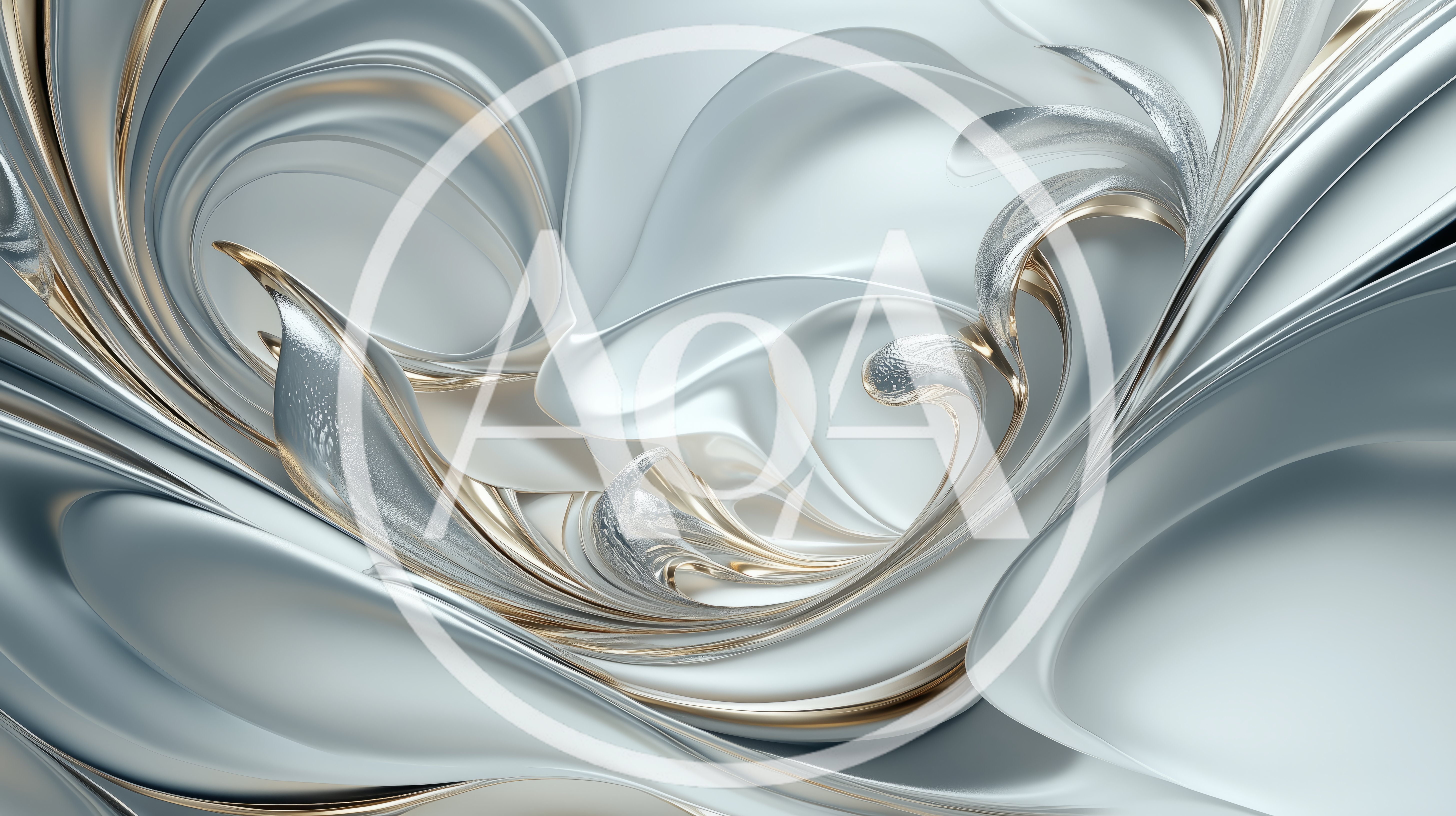 Abstract Liquid Silver And Gold Flowing Waves