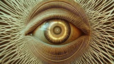 Abstract Digital Eye With Glowing Neural Network Connections