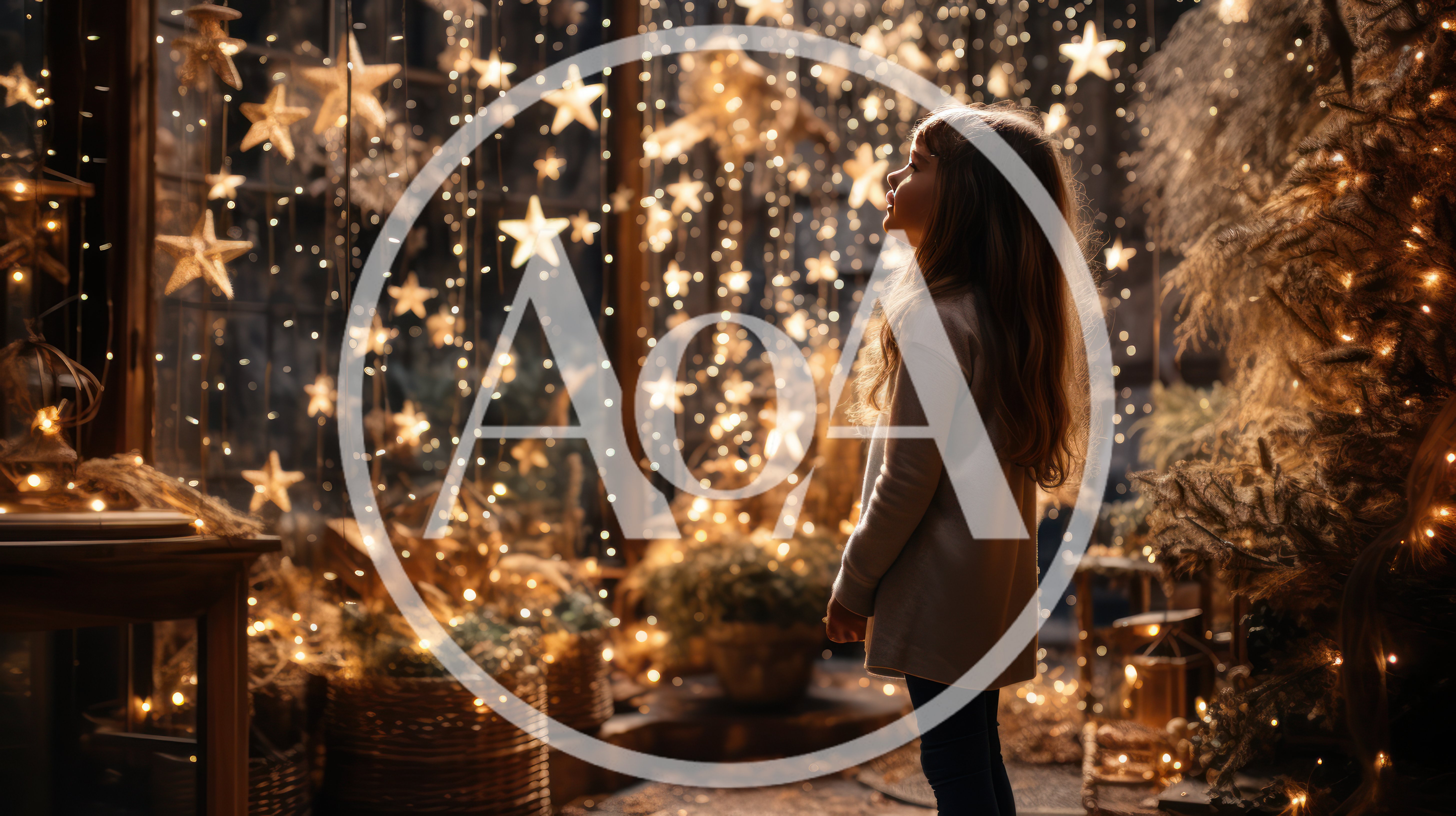 Young Girl Gazing At Magical Christmas Window Display