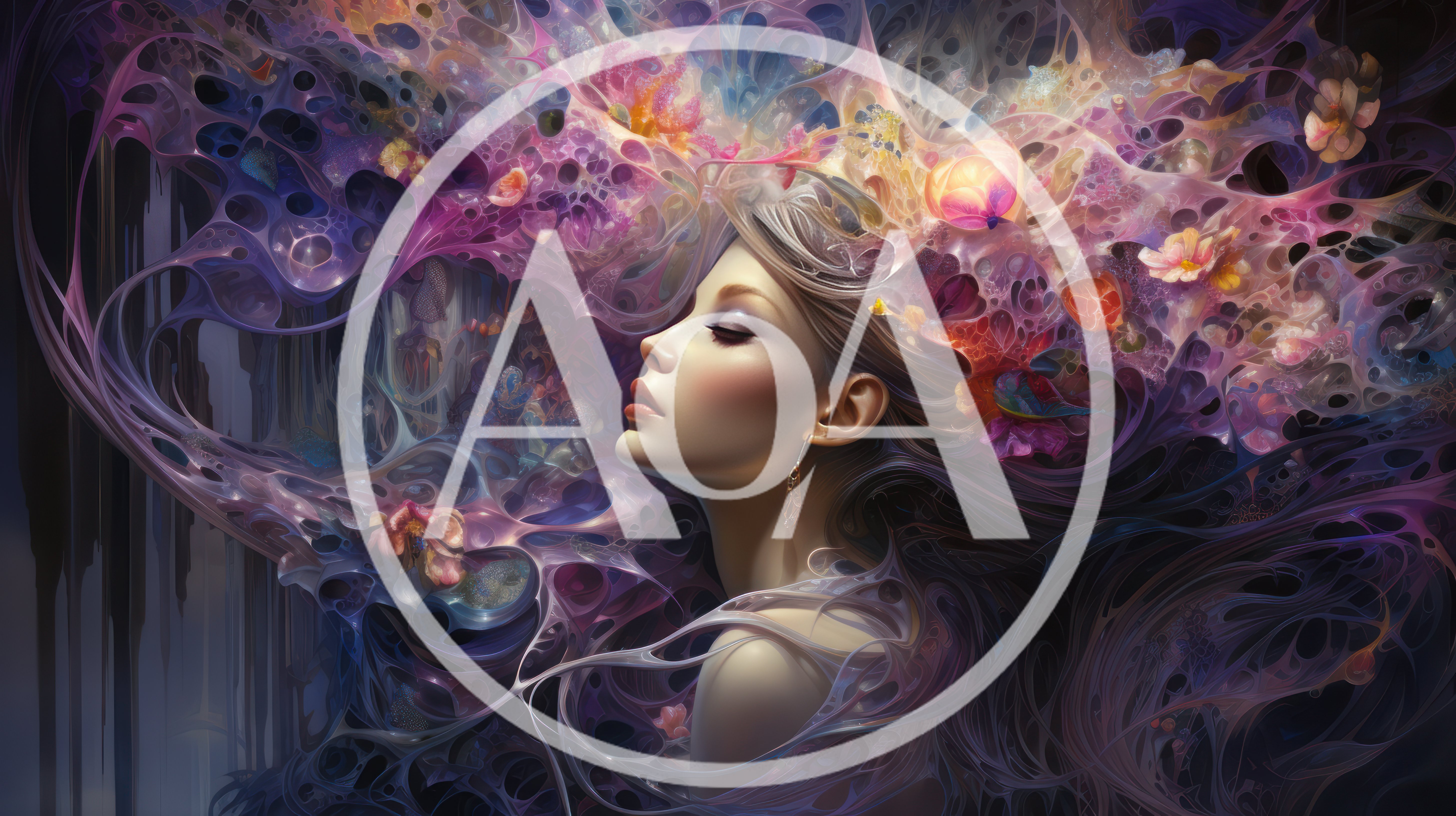 Surreal Portrait Of A Woman With Ethereal Floral Hair