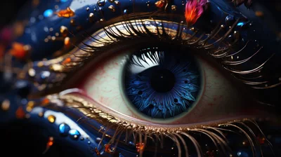 Macro Close Up Of A Surreal Blue Human Eye