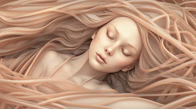 Surreal Portrait Of A Woman Surrounded By Flowing Strands