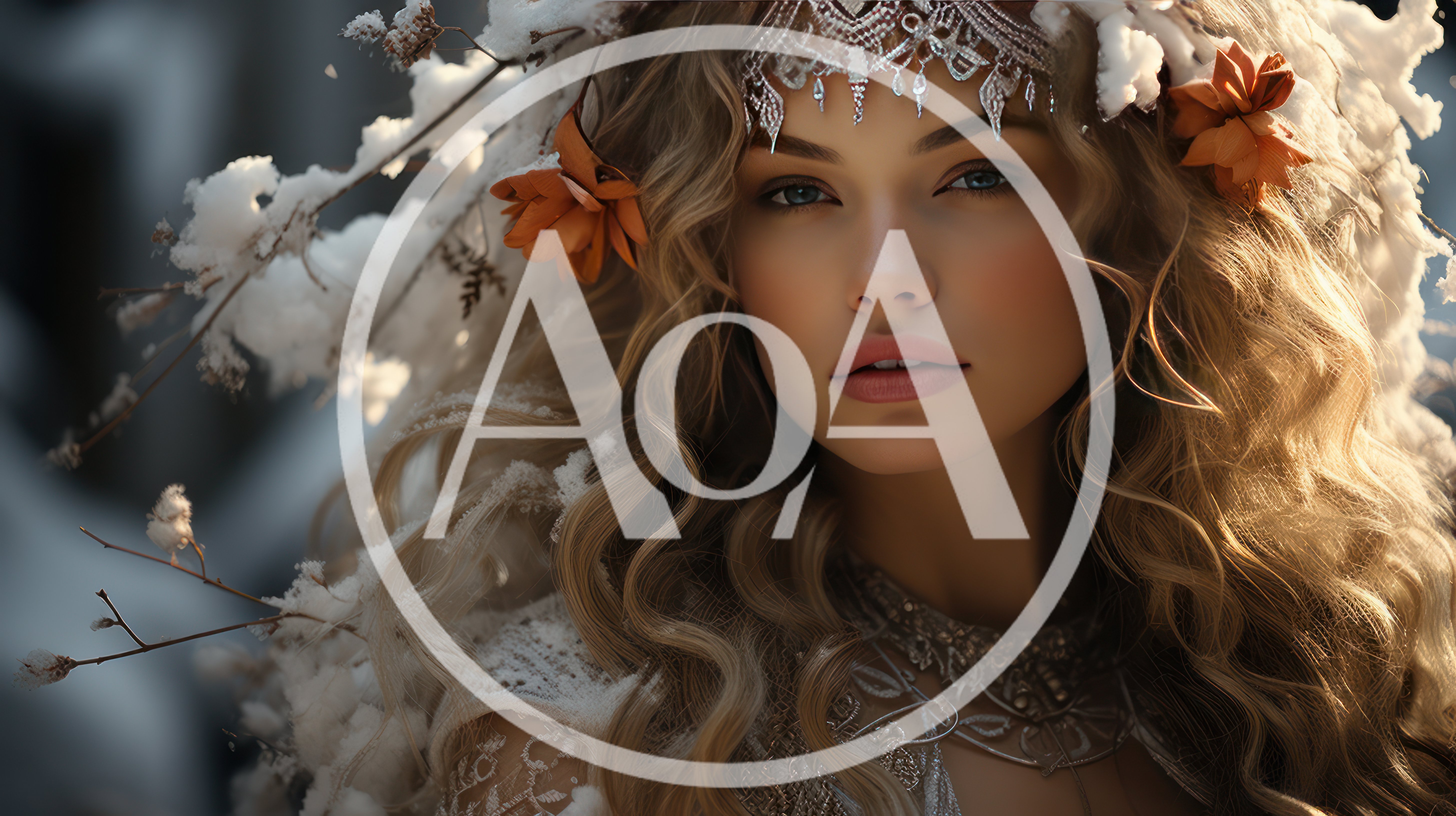 Portrait Of A Winter Goddess With Floral Crown