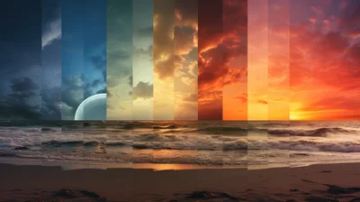 Time Lapse Composite Of A Beach Sunset And Moonrise