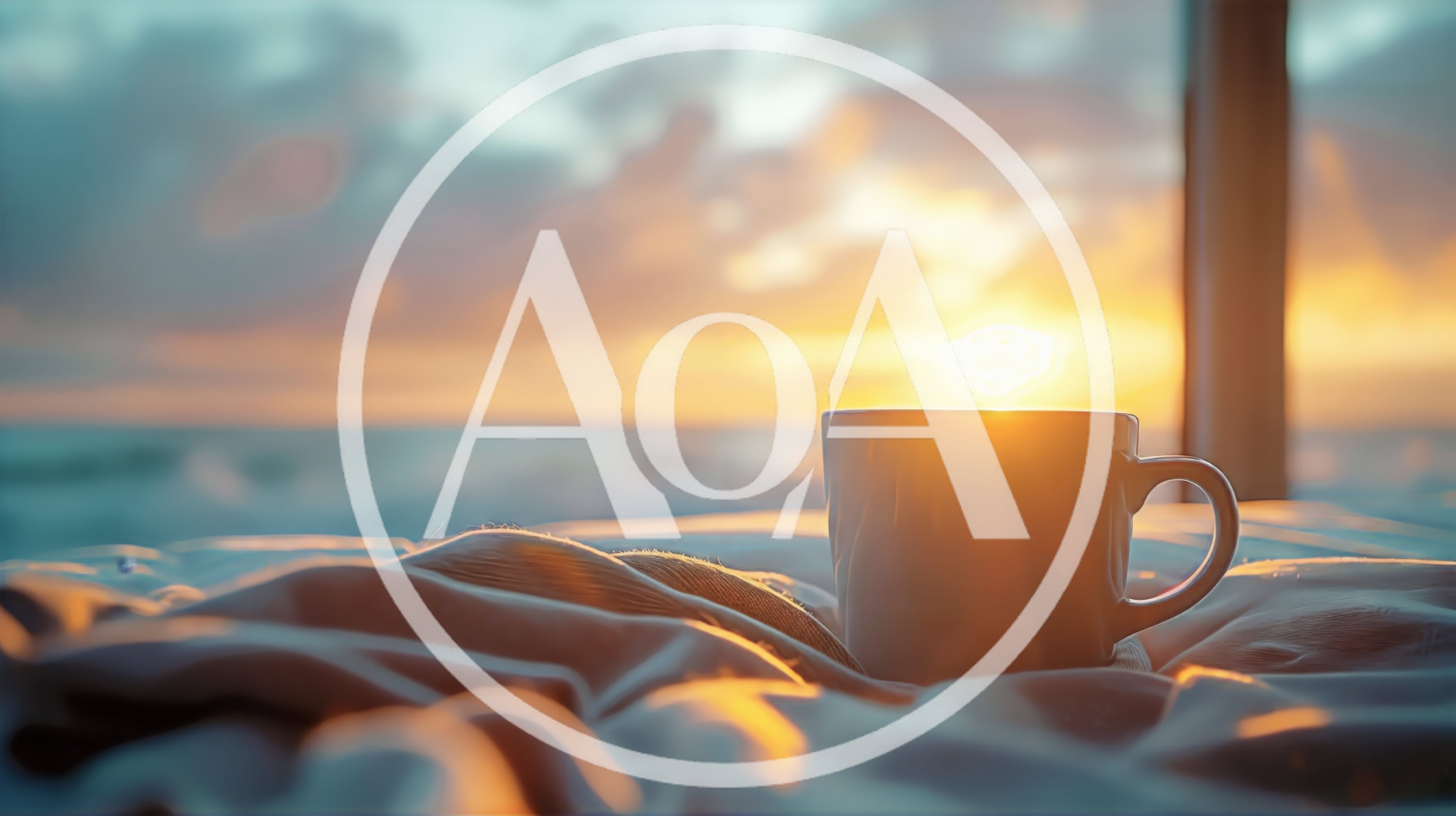 Coffee Mug Resting On Bedding At Sunrise