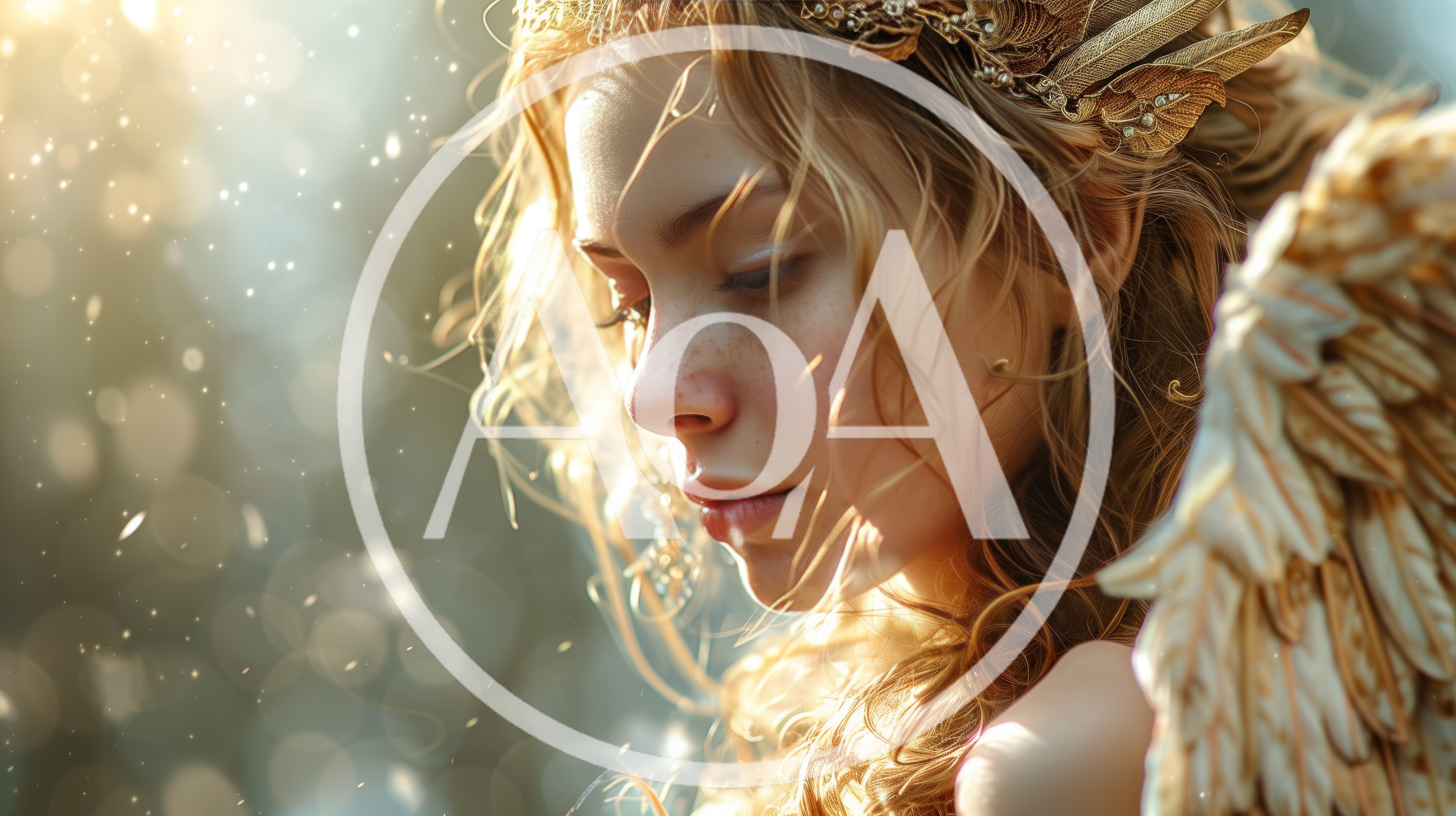 Ethereal Angel With Golden Wings And Ornate Crown