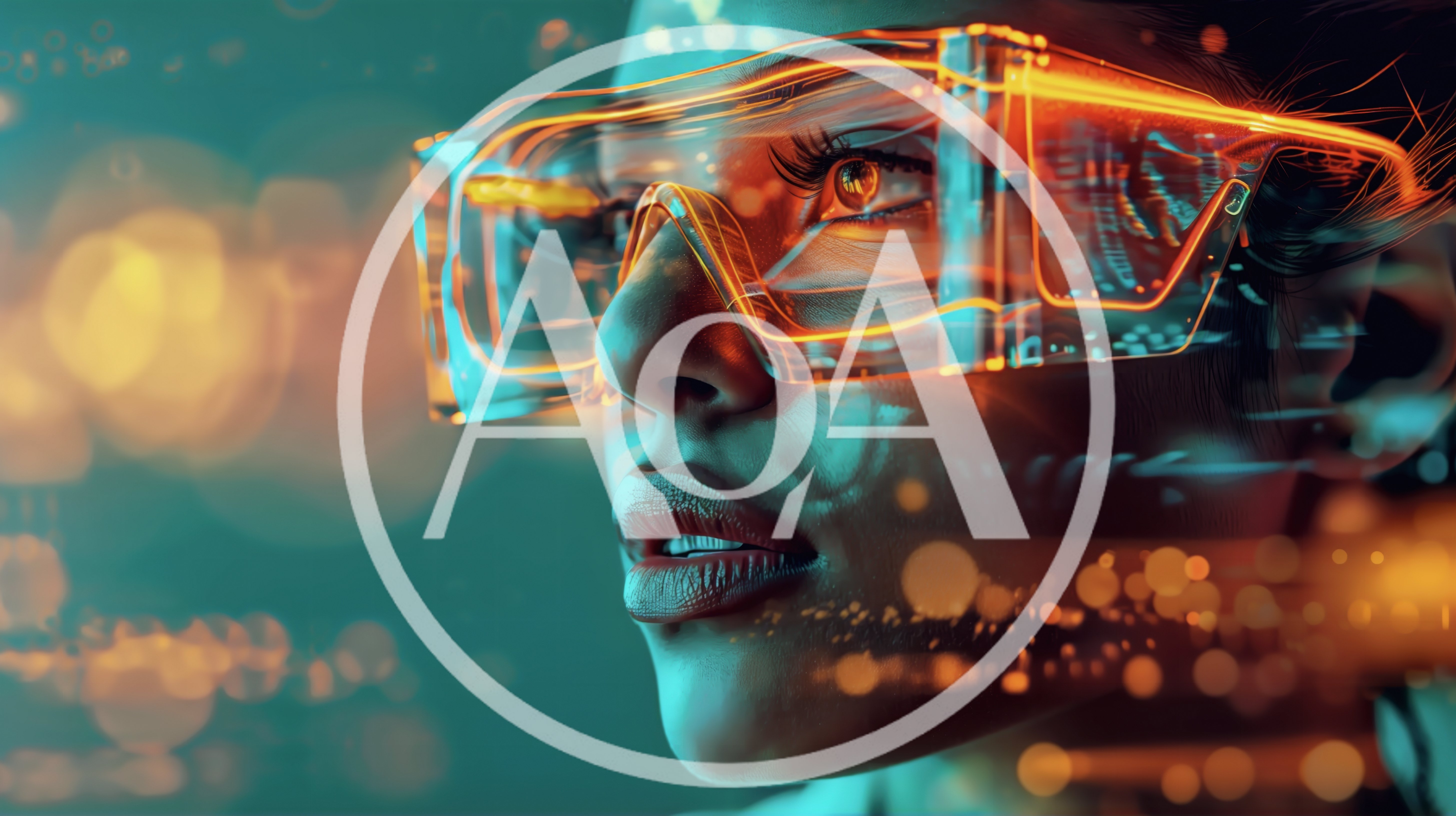 Futuristic Woman Wearing Glowing Augmented Reality Glasses