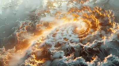 Abstract Fractal Spiral With Golden Light Glow
