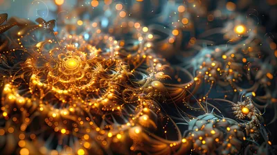 Abstract Golden Fractal Energy Flow Background