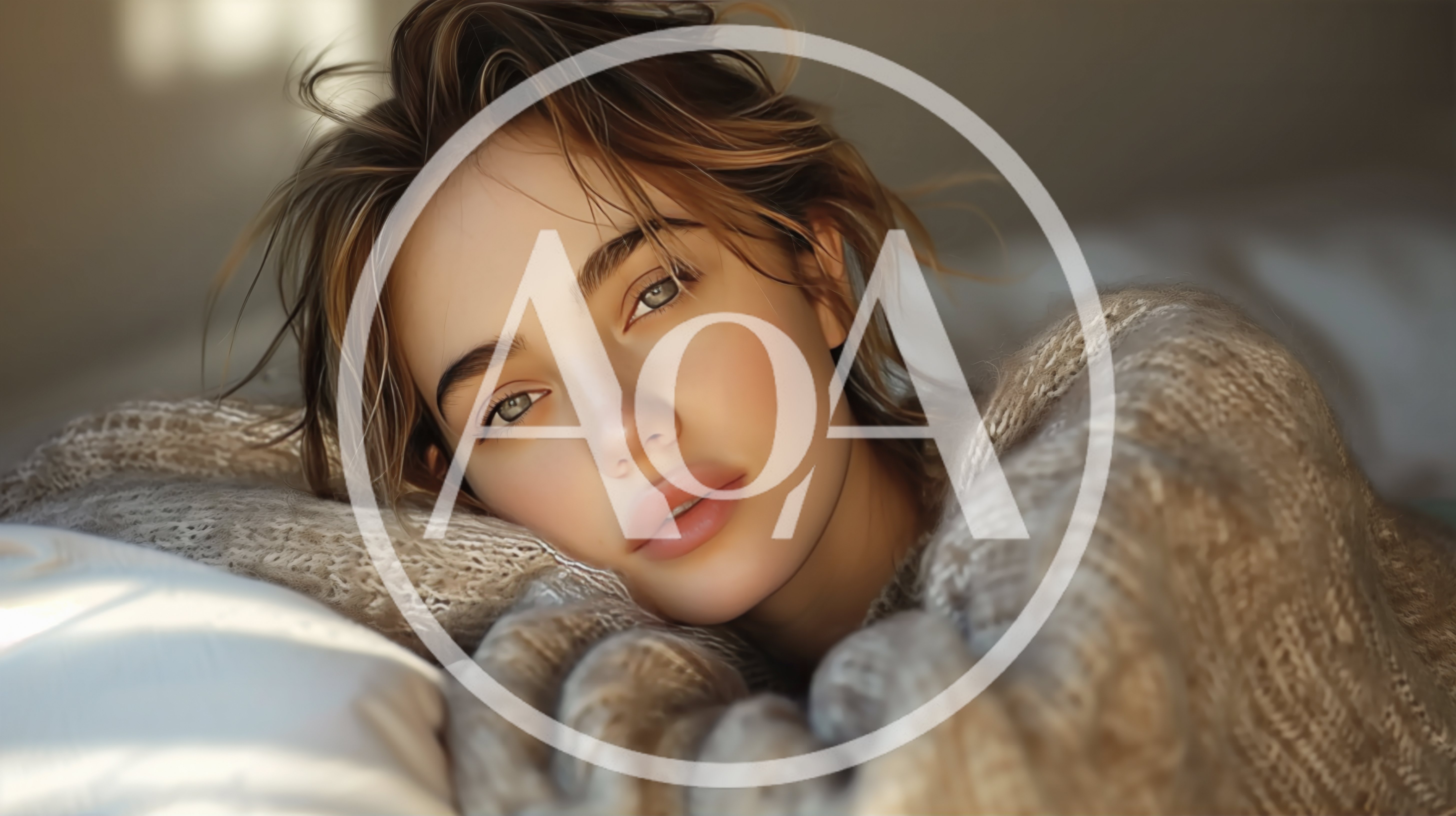 Young Woman Resting In Bed With Knitted Sweater