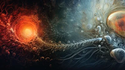 Abstract Cosmic Nebula With Glowing Energy Filament