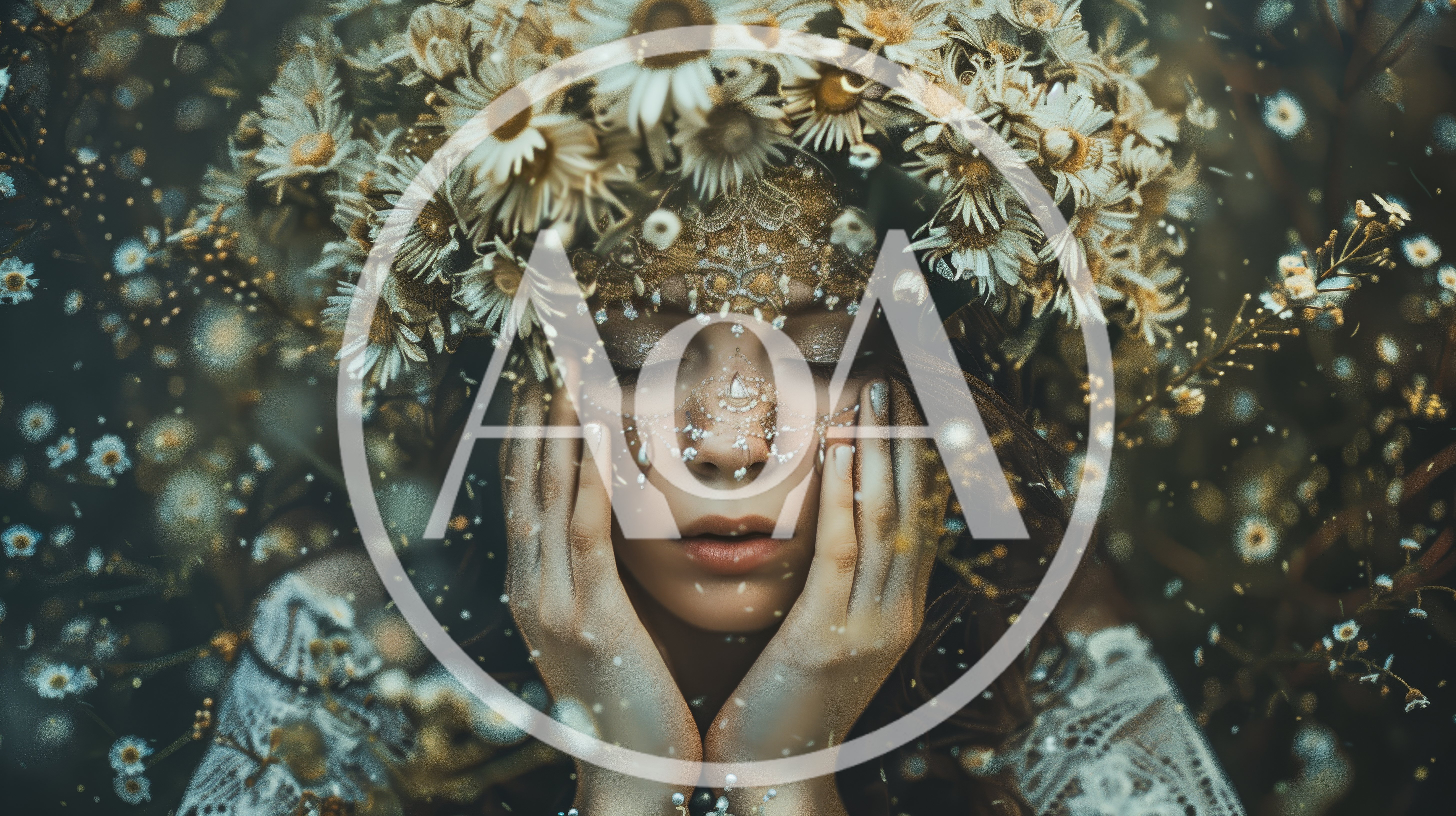 Ethereal Woman Wearing A Daisy Flower Crown