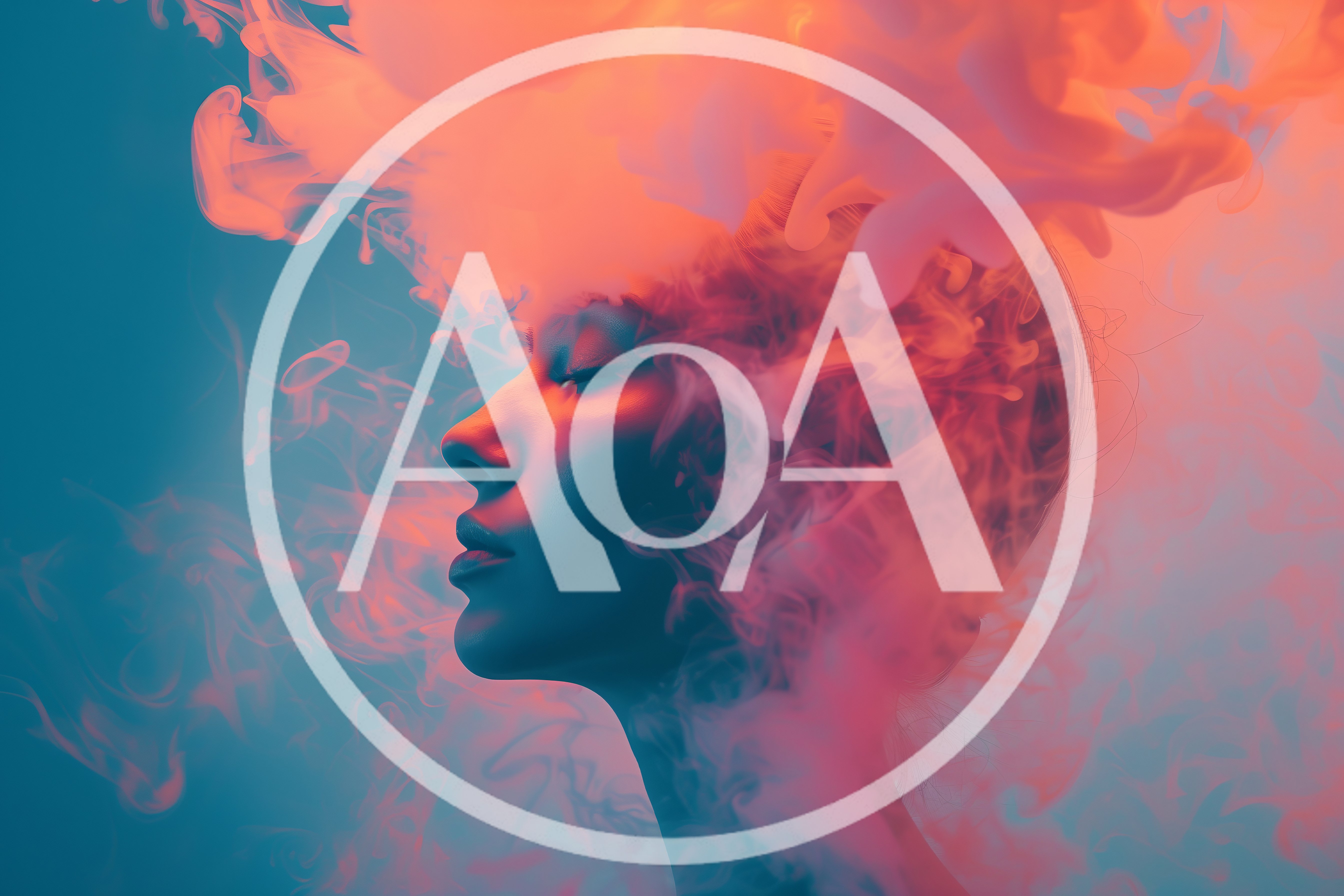 Profile Portrait Of Woman Surrounded By Colorful Smoke
