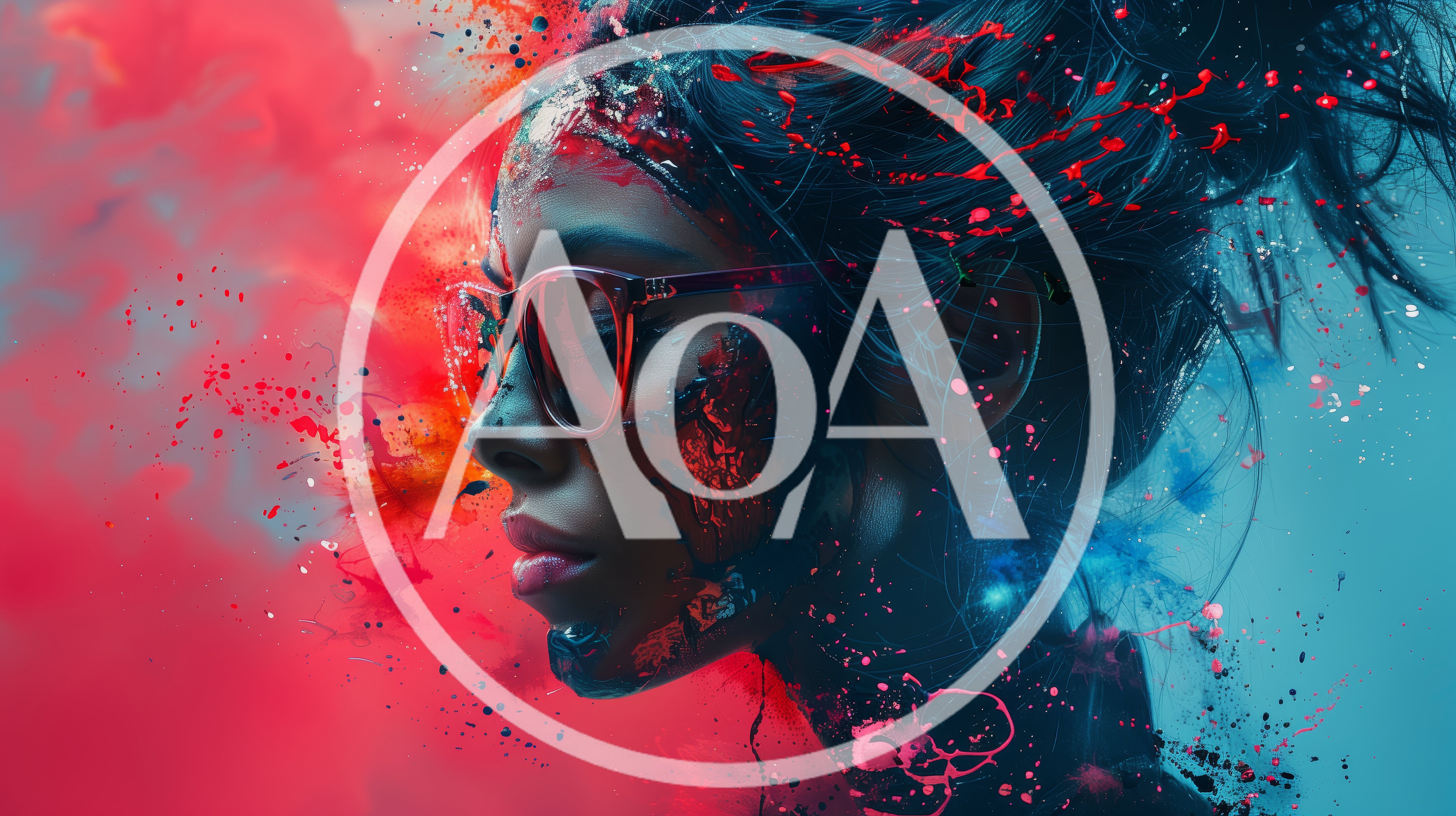 Abstract Portrait Of A Woman With Colorful Paint Splatters