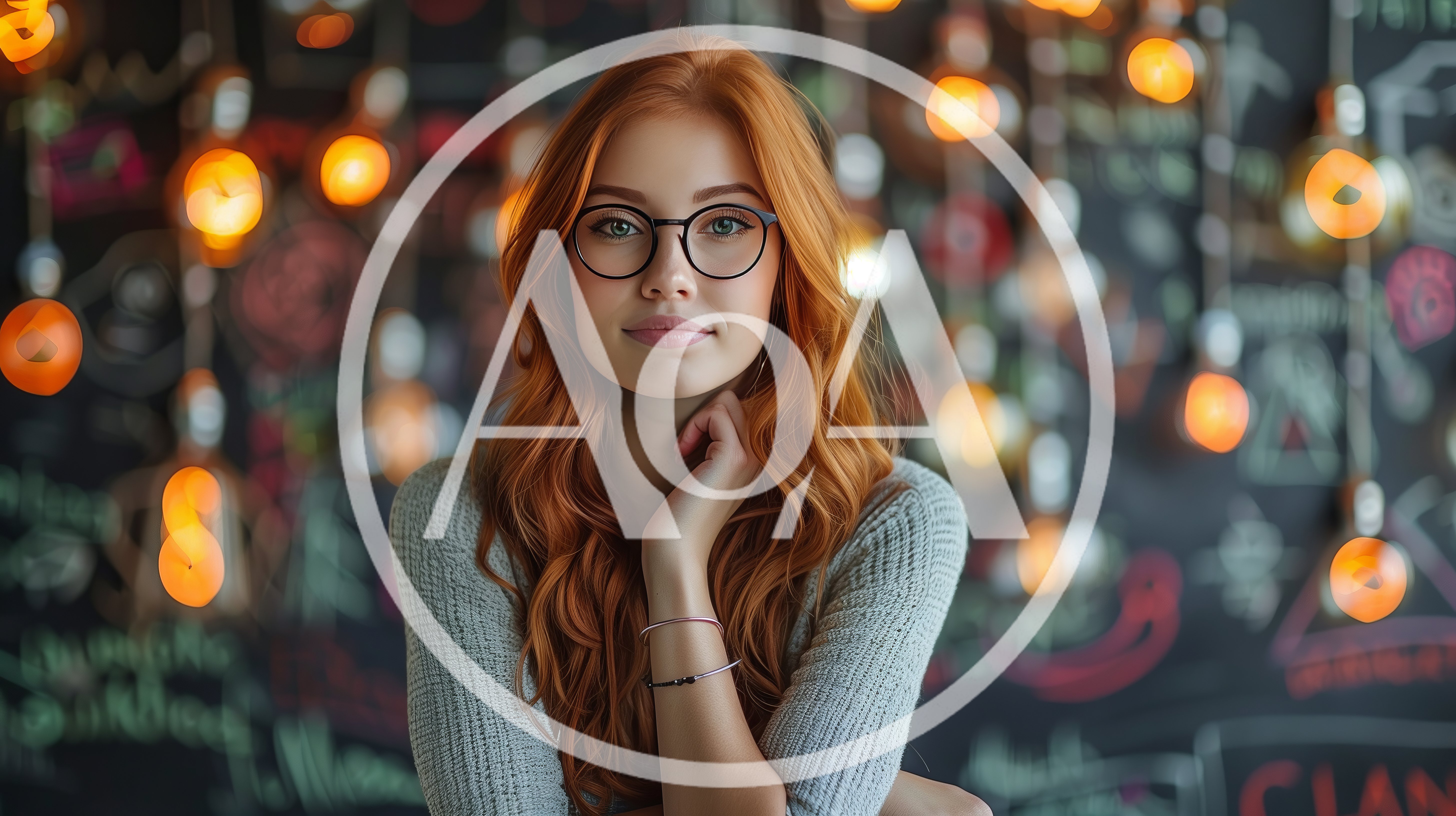 Portrait Of A Young Woman With Red Hair And Glasses