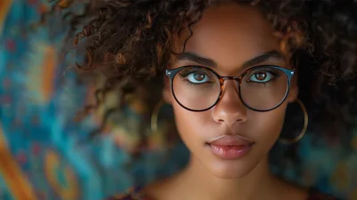 Portrait Of A Young Woman With Curly Hair