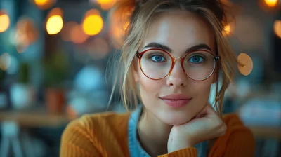 Young Woman With Glasses Looking At Camera