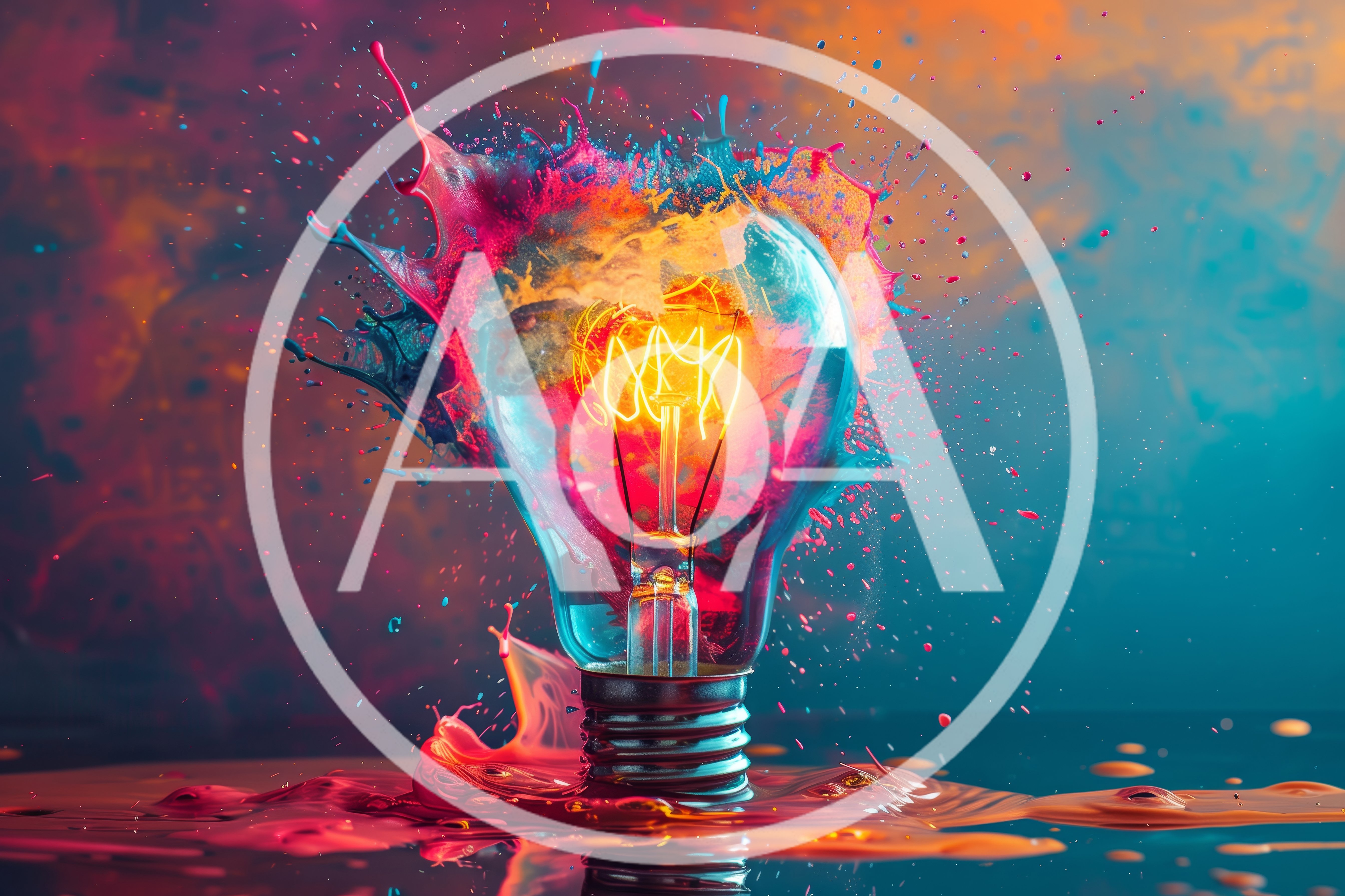Light Bulb Exploding With Vibrant Colorful Paint Splashes