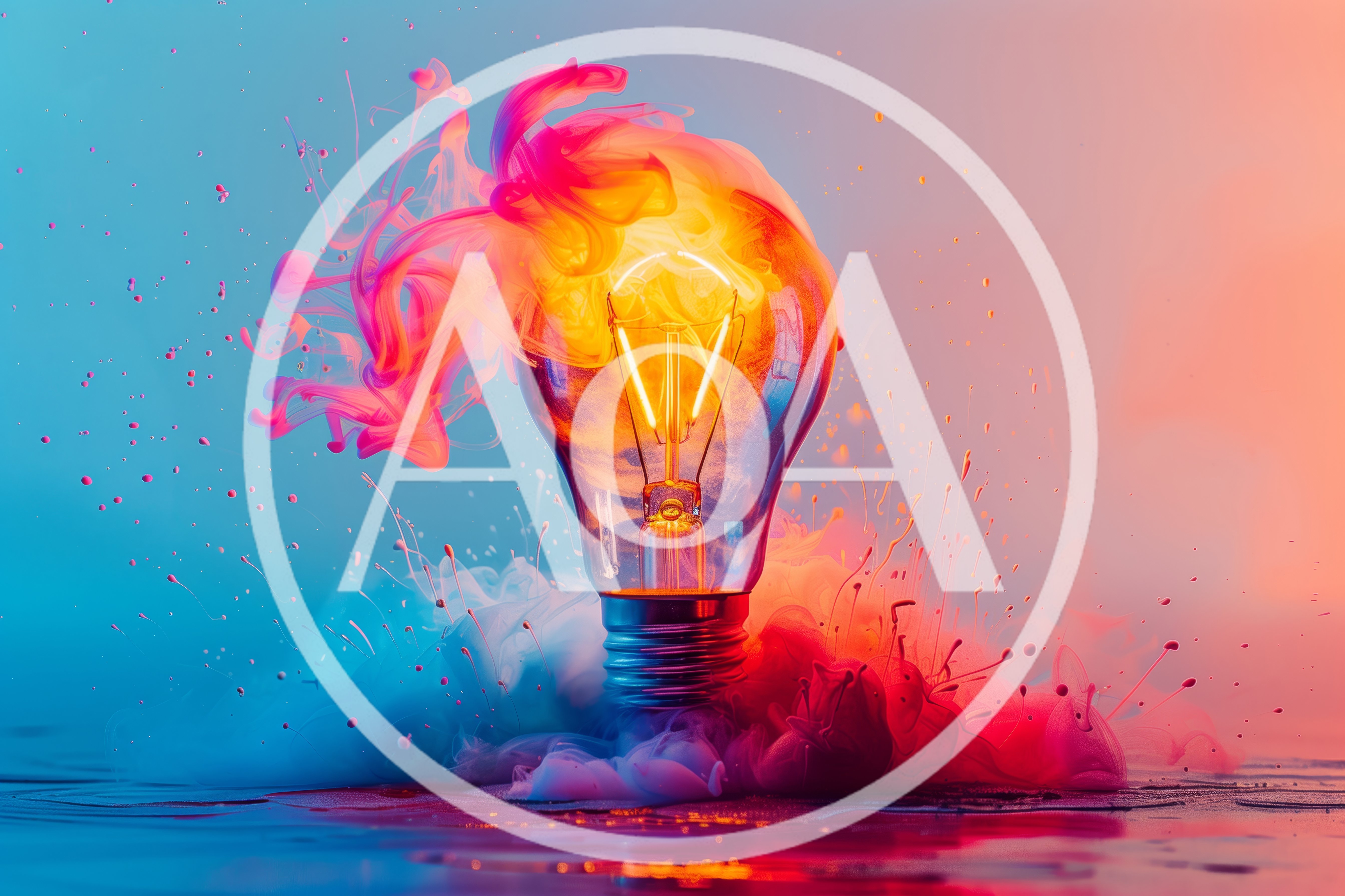 Light Bulb Surrounded By Vibrant Colorful Ink Clouds