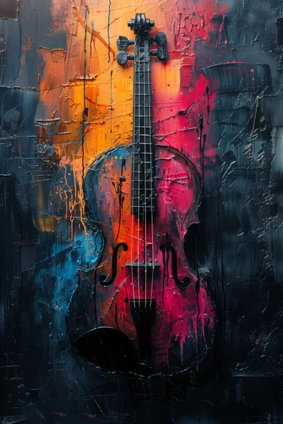 Abstract Oil Painting Of A Violin