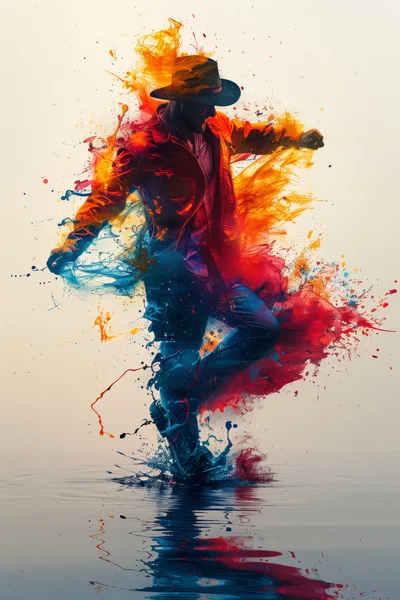 Abstract Artistic Silhouette Of A Dancing Cowboy