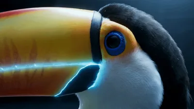 Close Up Of A Toucan With Glowing Electric Beak