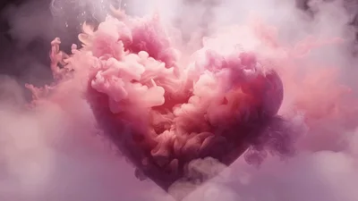 Pink Smoke Heart Shape Abstract Background