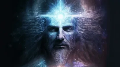 Ethereal Cosmic Being With Glowing Third Eye