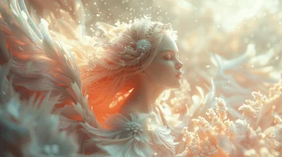 Ethereal Angelic Being With Glowing Wings